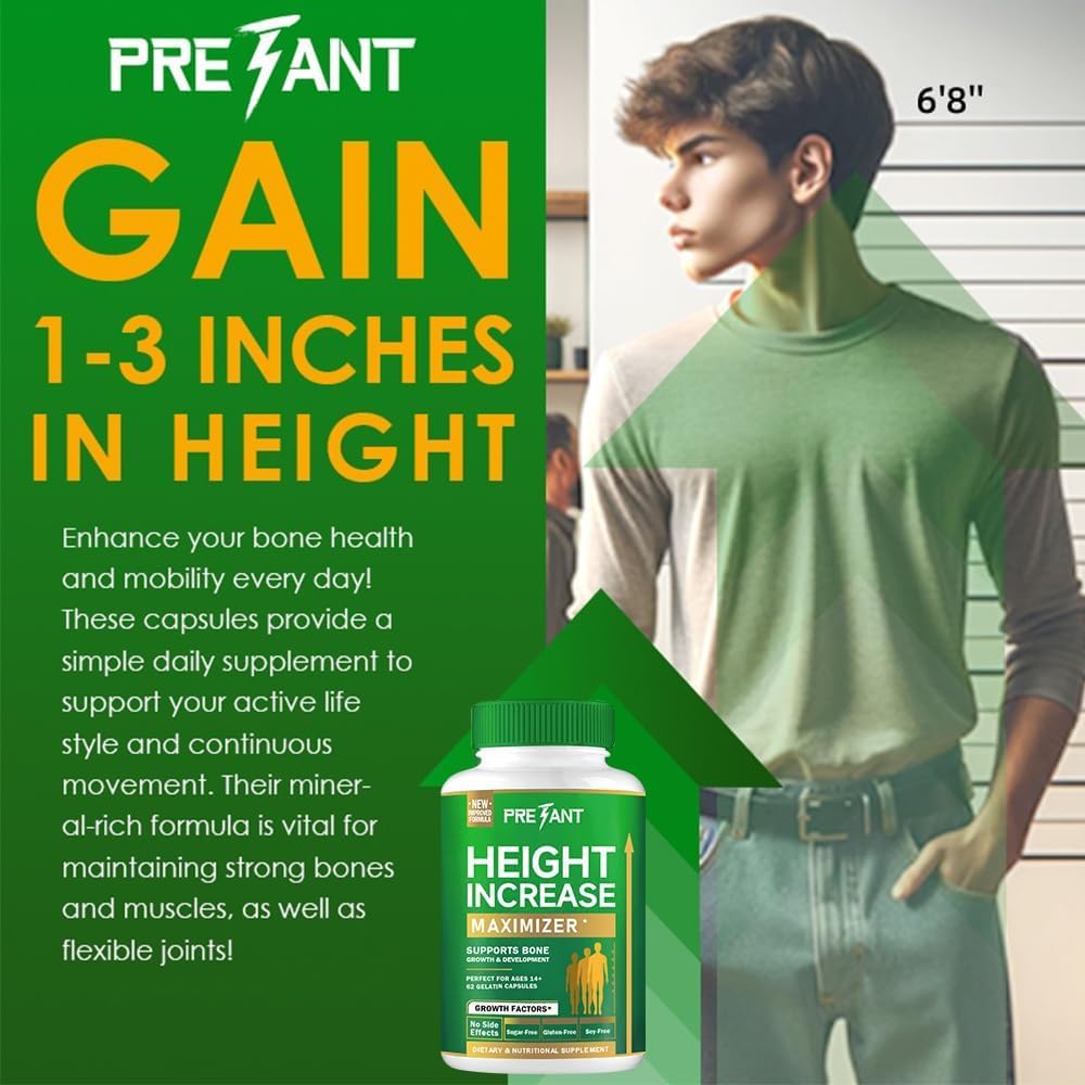 PRETANT Height Growth Supplement side view showing label details