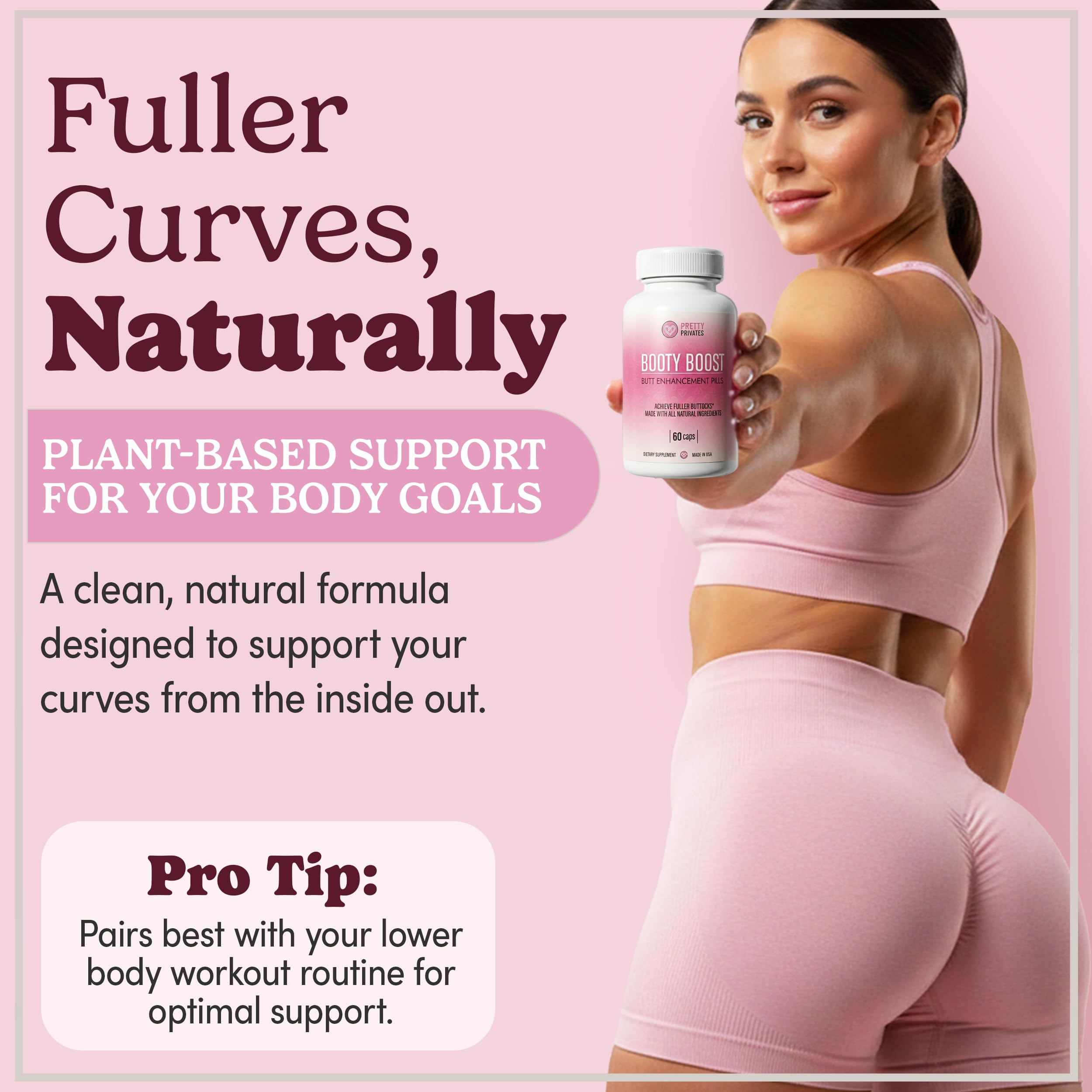 Pretty Privates Booty Builder Capsules on a wooden surface