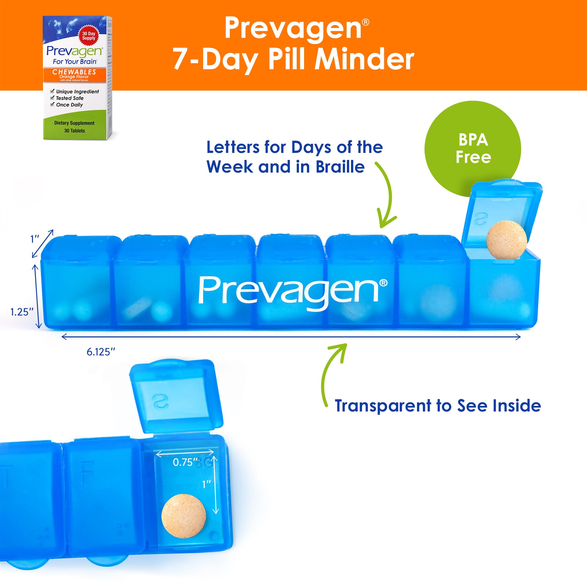 Prevagen Orange Chewables bottle side view