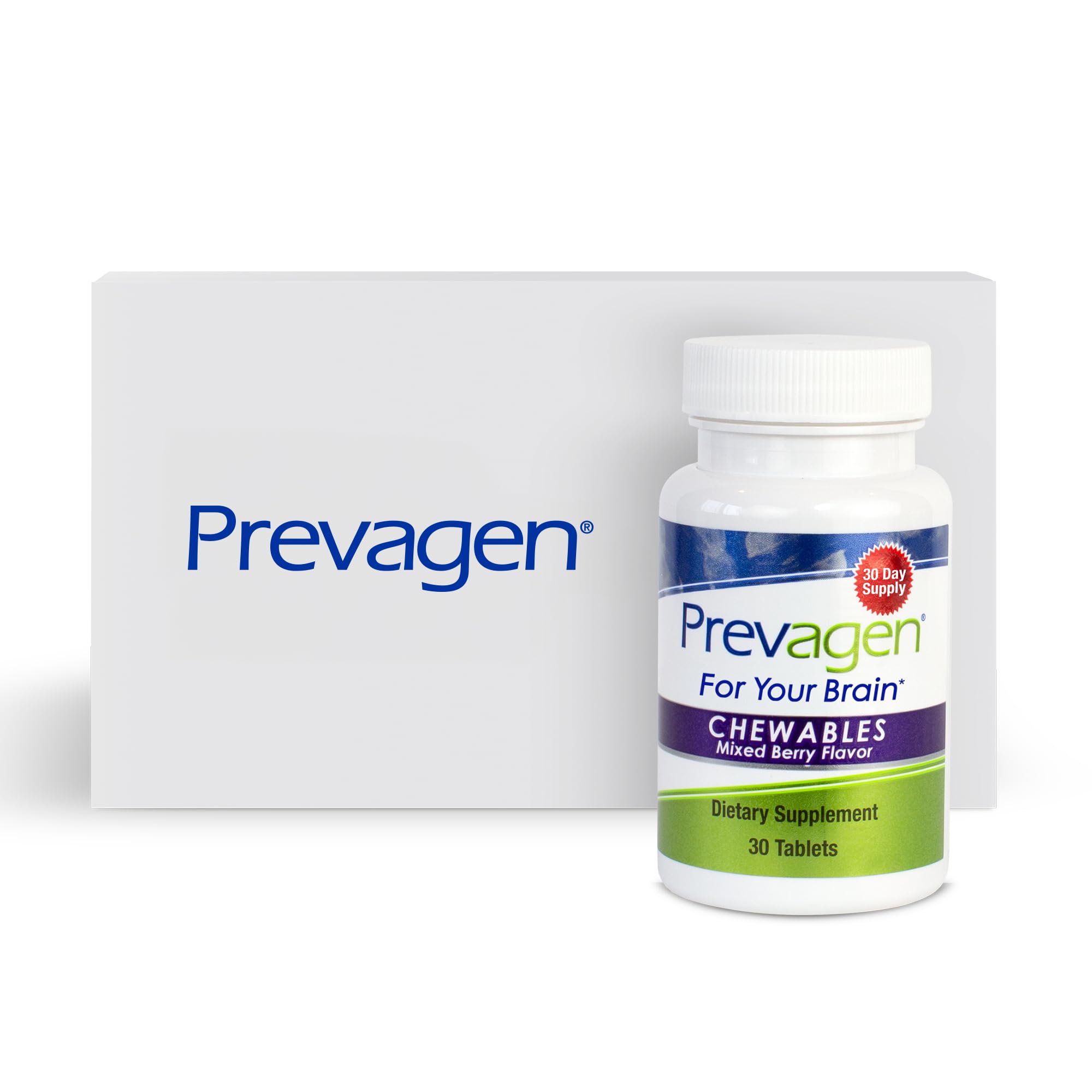 Prevagen Regular Strength Mixed Berry Chewables front view with packaging
