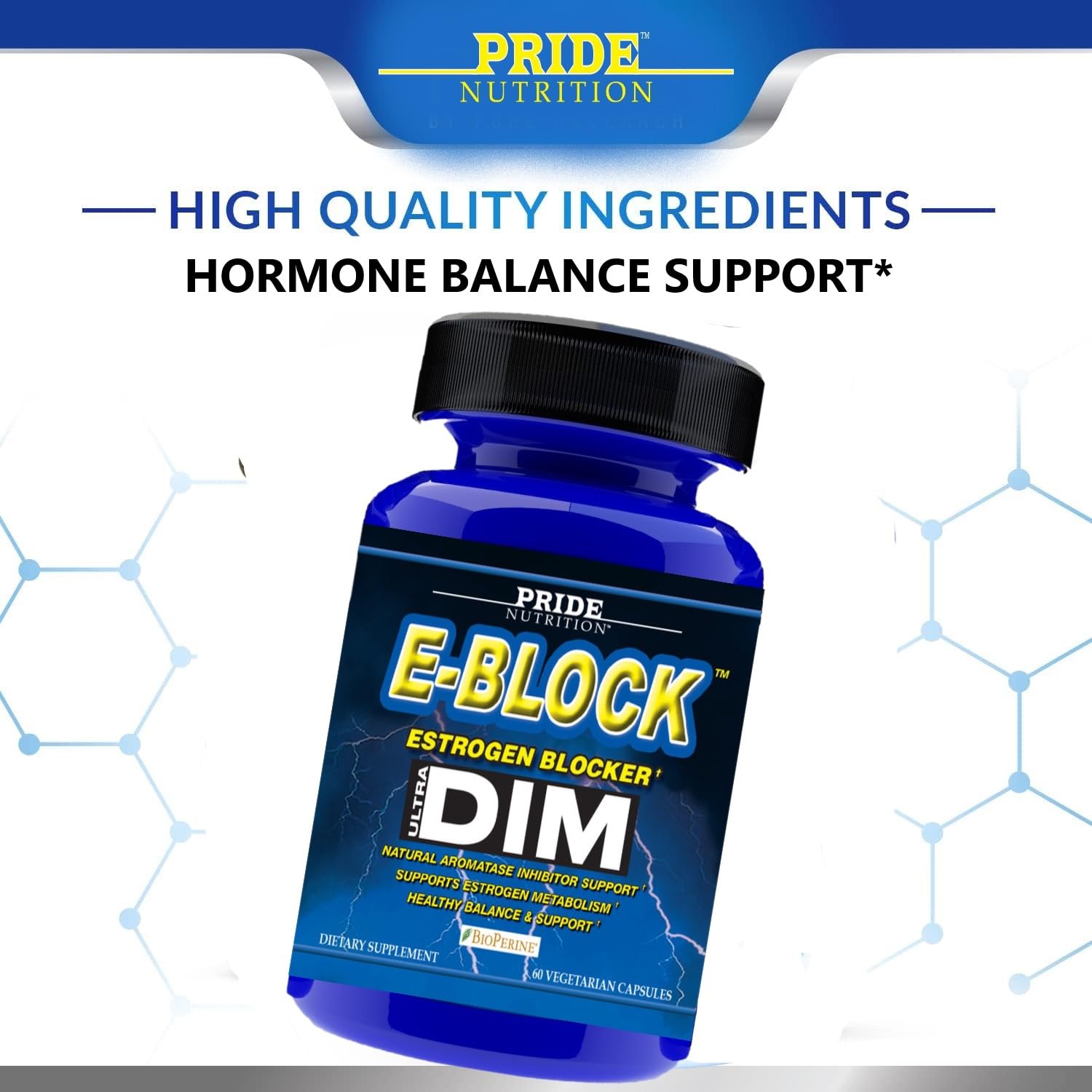 Pride Nutrition E-BLOCK DIM 700mg capsules on a wooden table