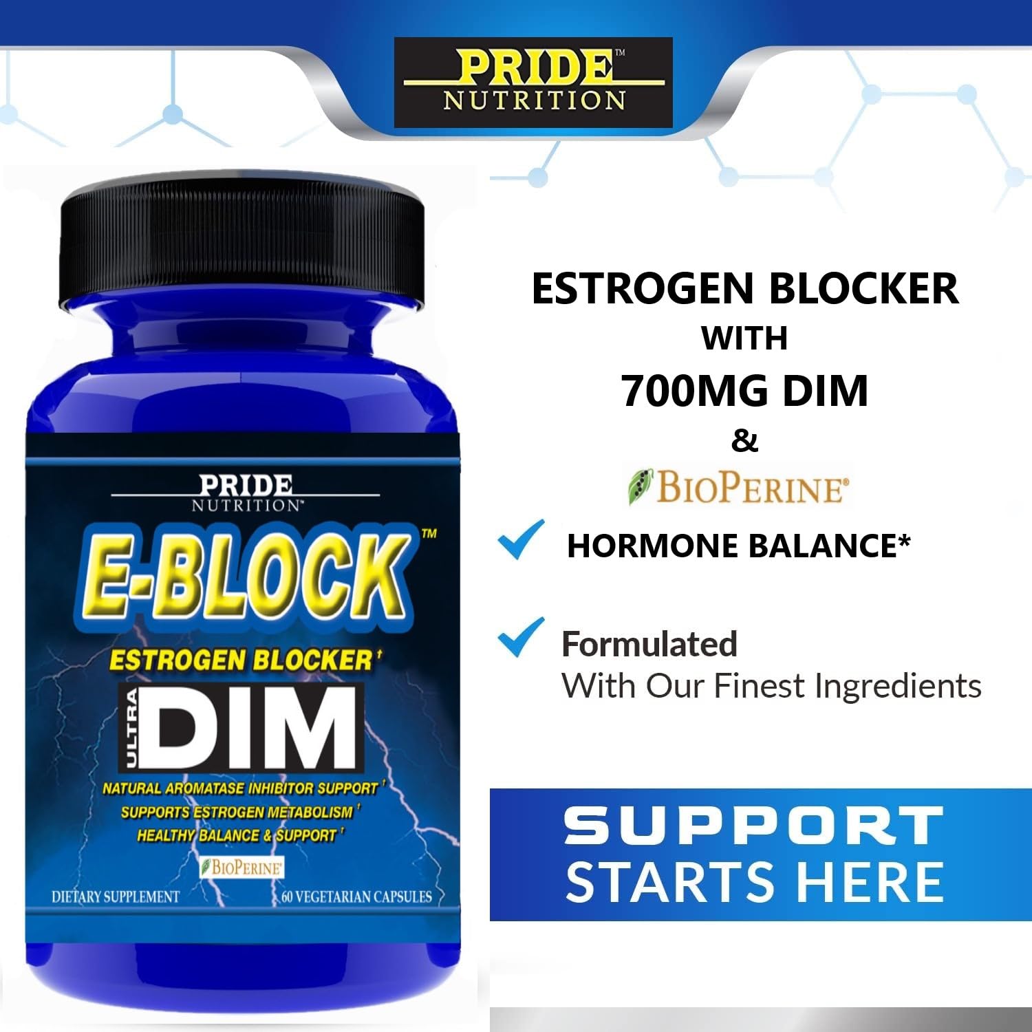 Pride Nutrition E-BLOCK DIM 700mg capsules side view