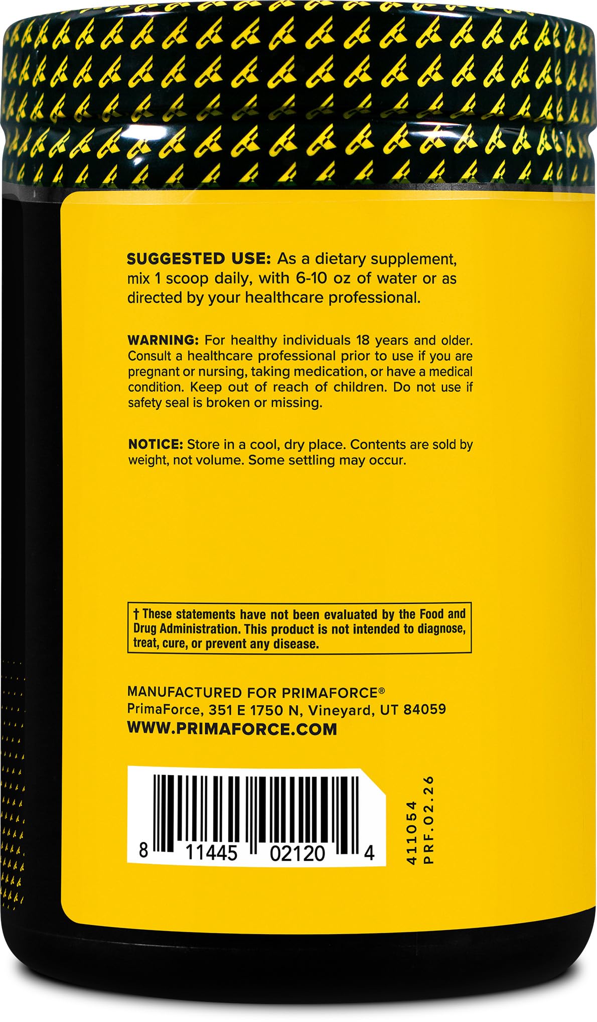 Primaforce BCAA Powder Pineapple Mango nutritional information