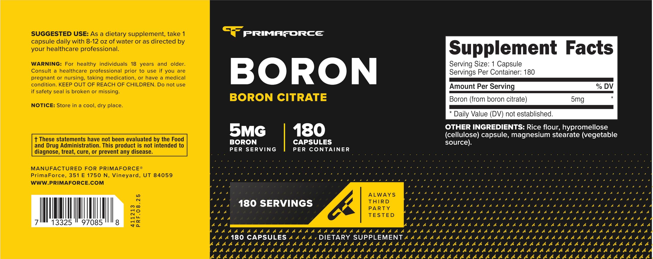 Primaforce Boron Citrate Capsules displayed with measuring spoon