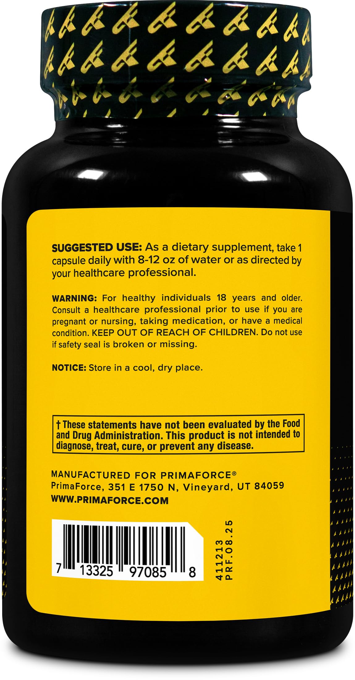 Primaforce Boron Citrate Capsules ingredients list on the back