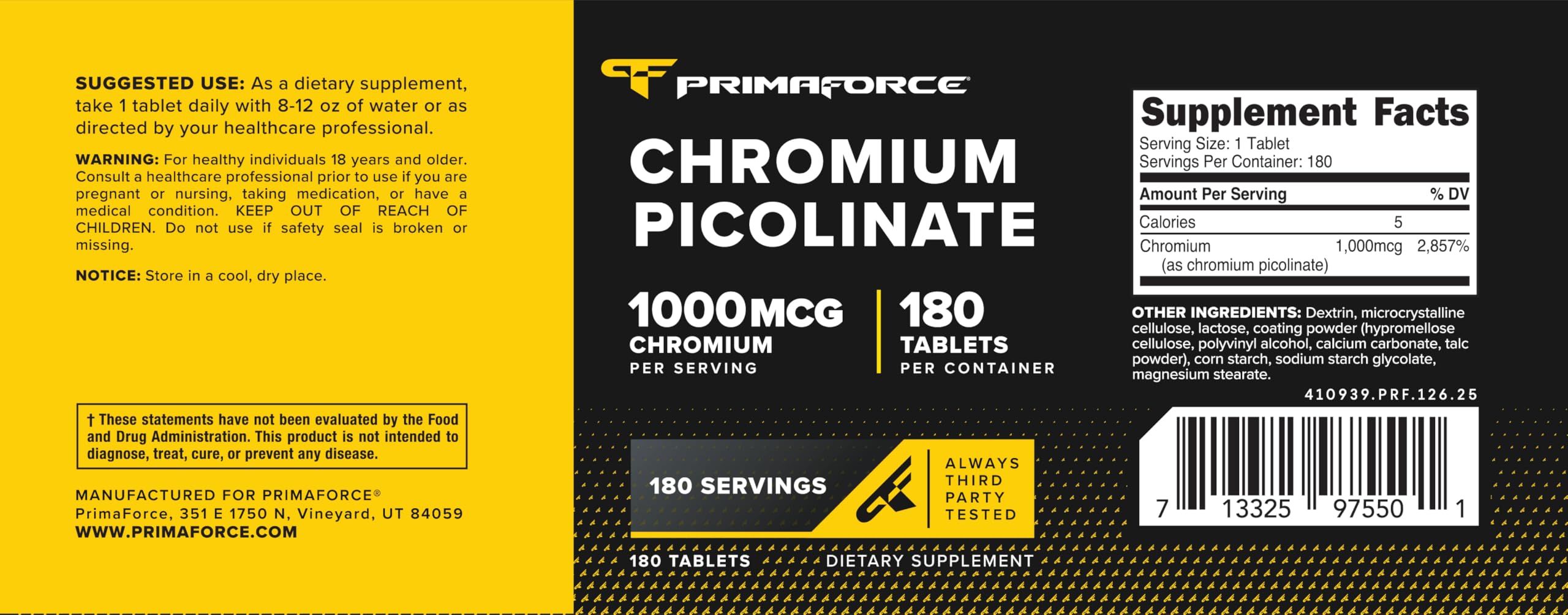 Primaforce Chromium Picolinate ingredients list