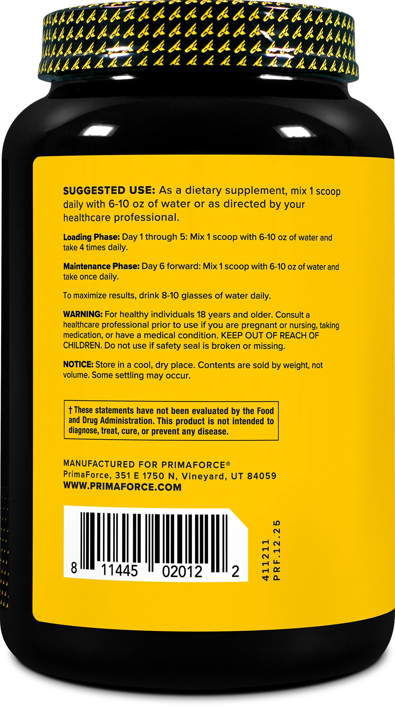 Primaforce Creatine Monohydrate 1 KG side view showing packaging