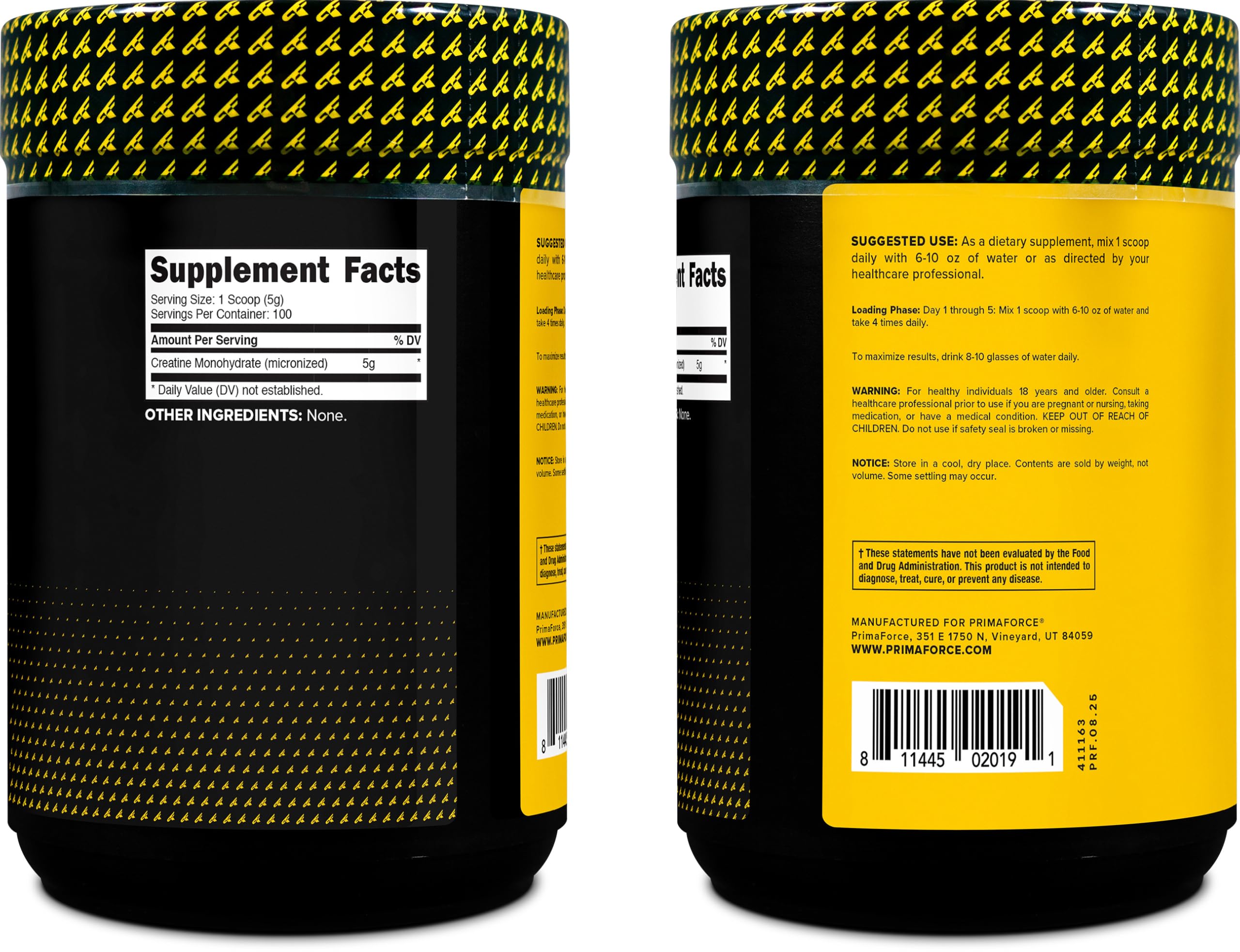 Primaforce Creatine Monohydrate 500g label close-up