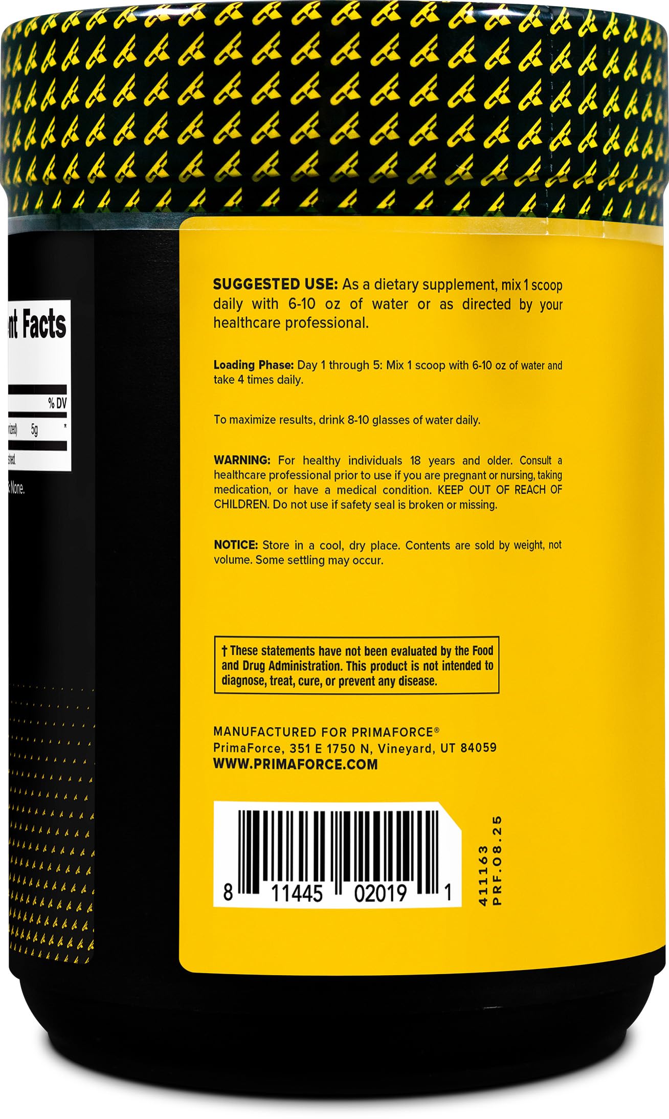 Primaforce Creatine Monohydrate 500g side view