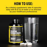 Primaforce Creatine Monohydrate Capsules with water glass