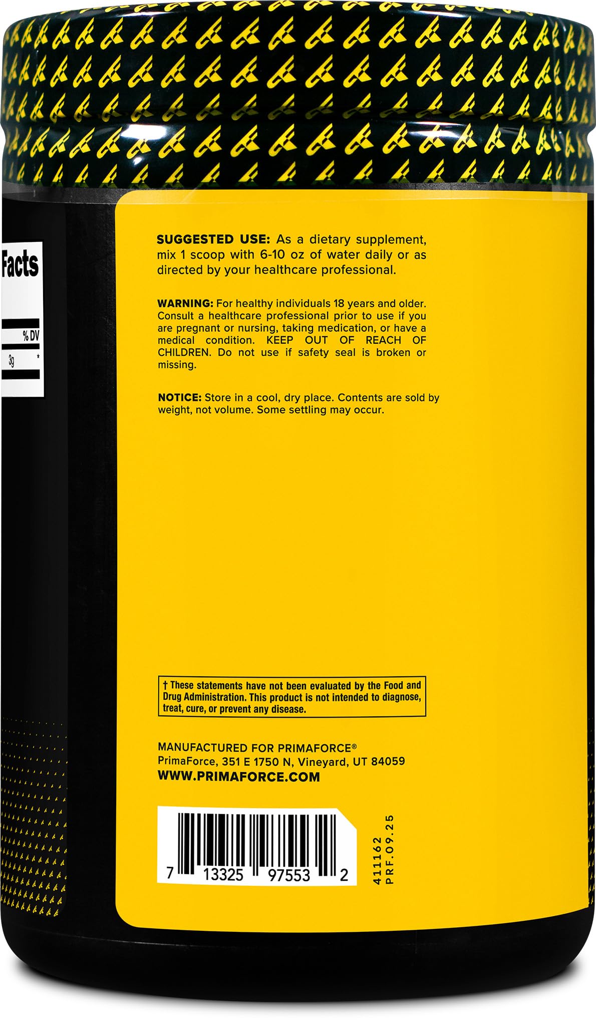 Primaforce D-Aspartic Acid 300g label close-up