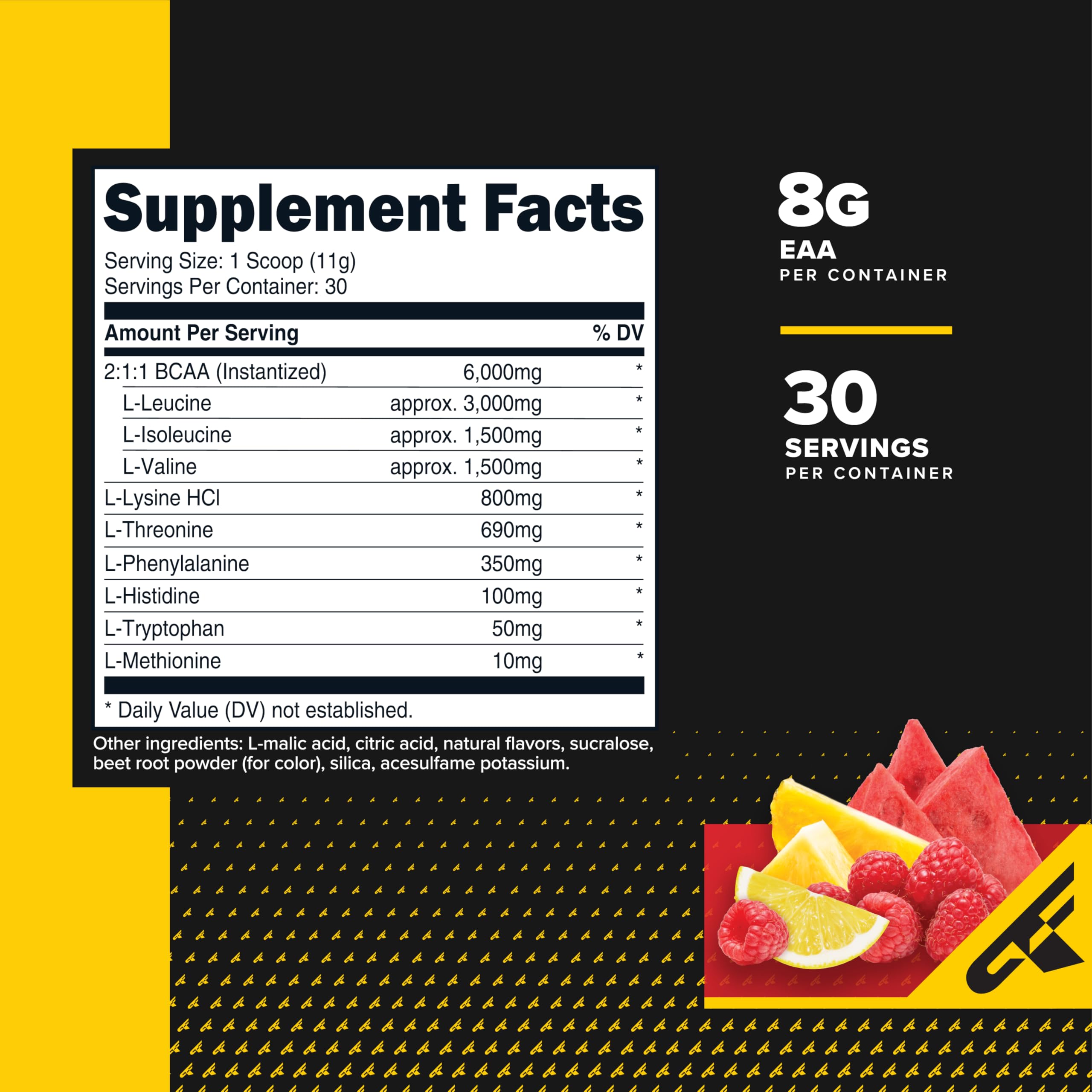 Primaforce EAA Powder container side view with nutritional information