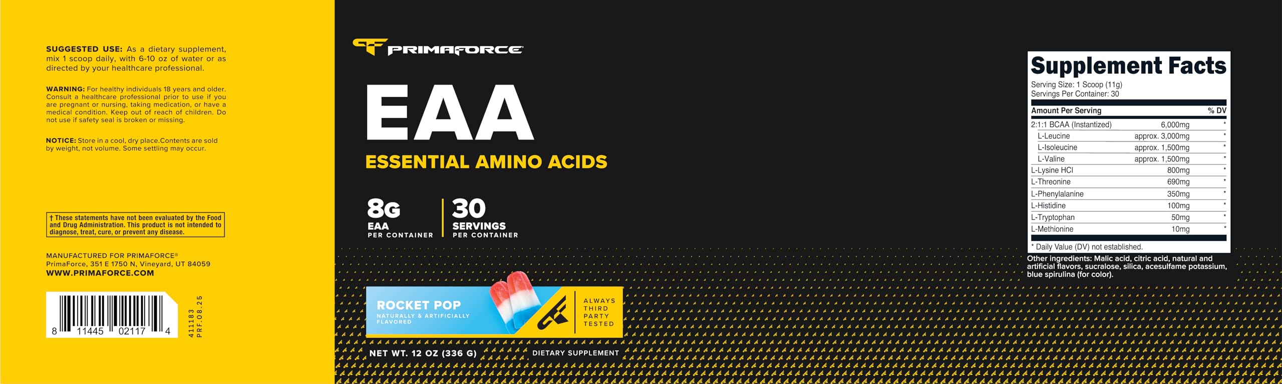 Primaforce EAA Powder packaging on a gym bench