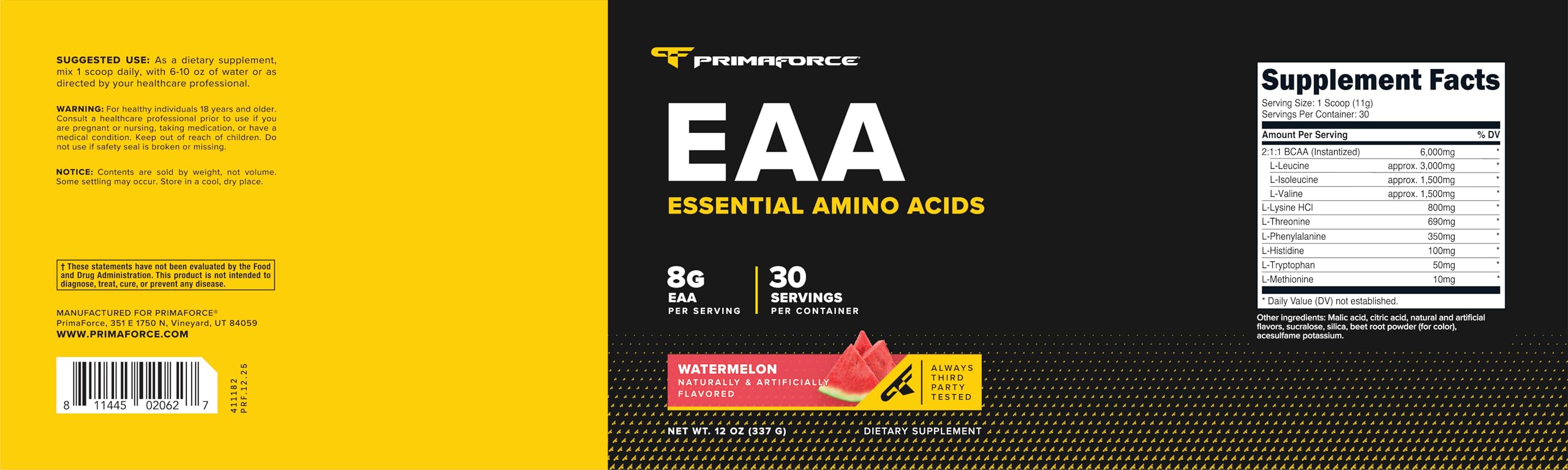 Primaforce EAA Powder packaging with serving suggestion