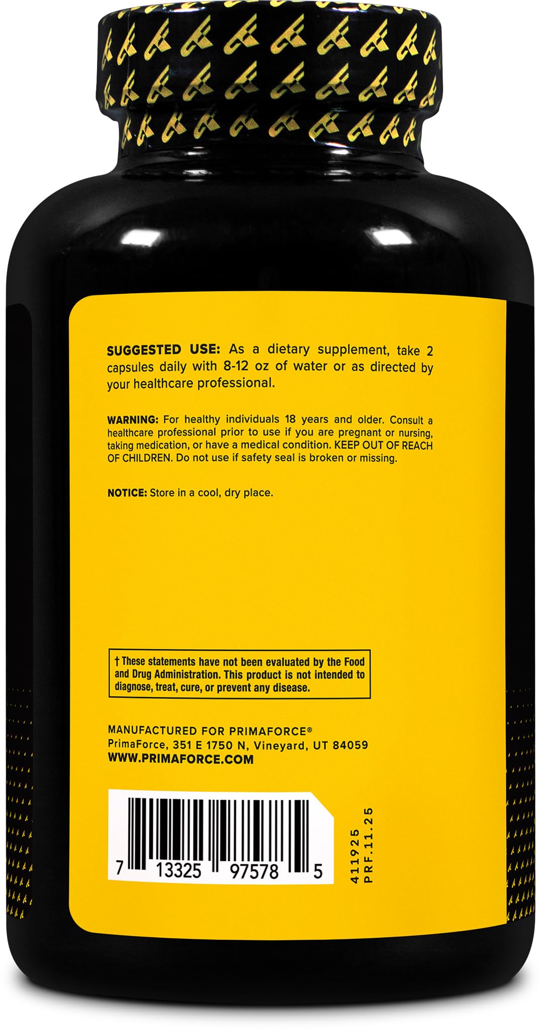 Primaforce HMB Capsules 1000mg back view with ingredient list