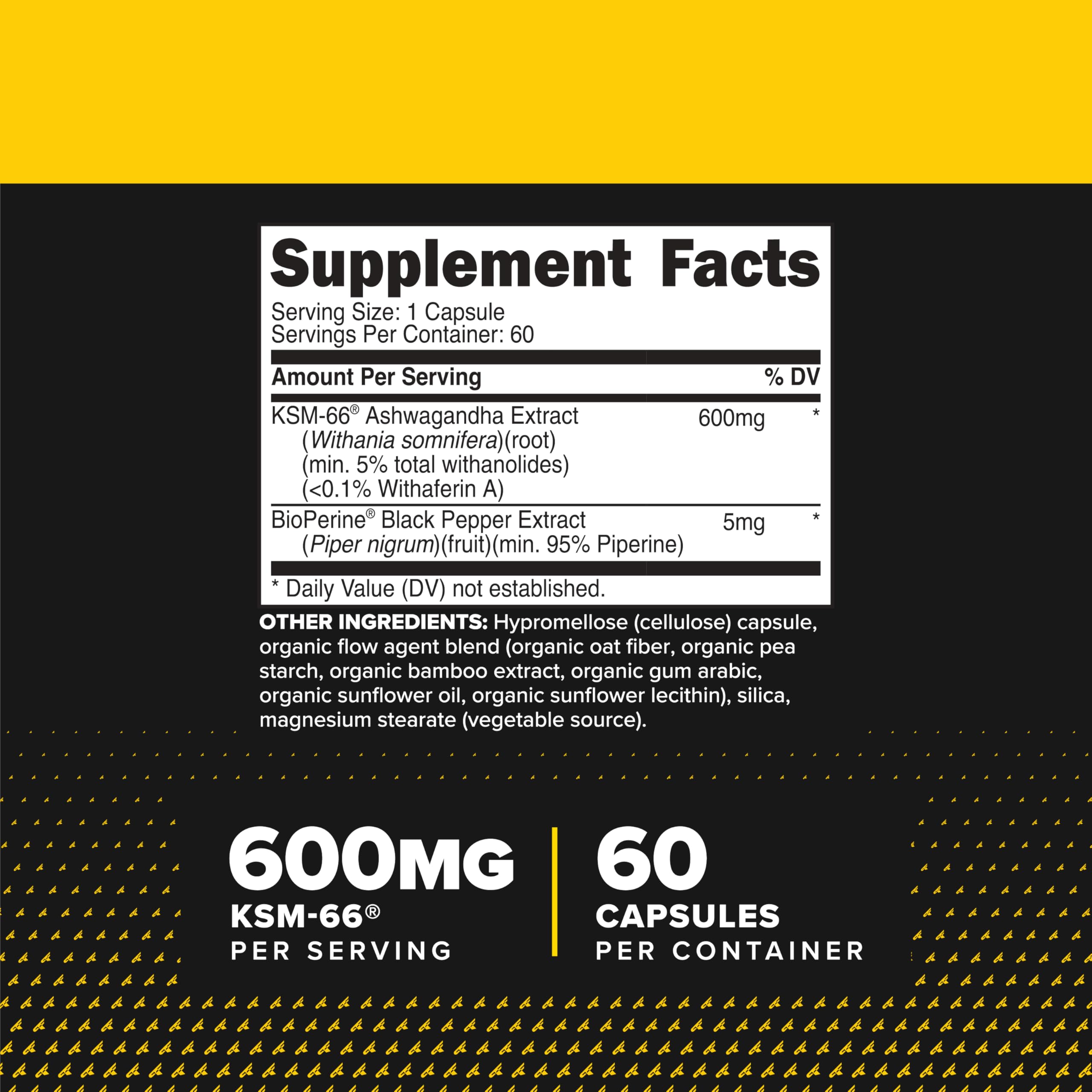 Primaforce KSM-66 Ashwagandha bottle side view showing 60 capsules
