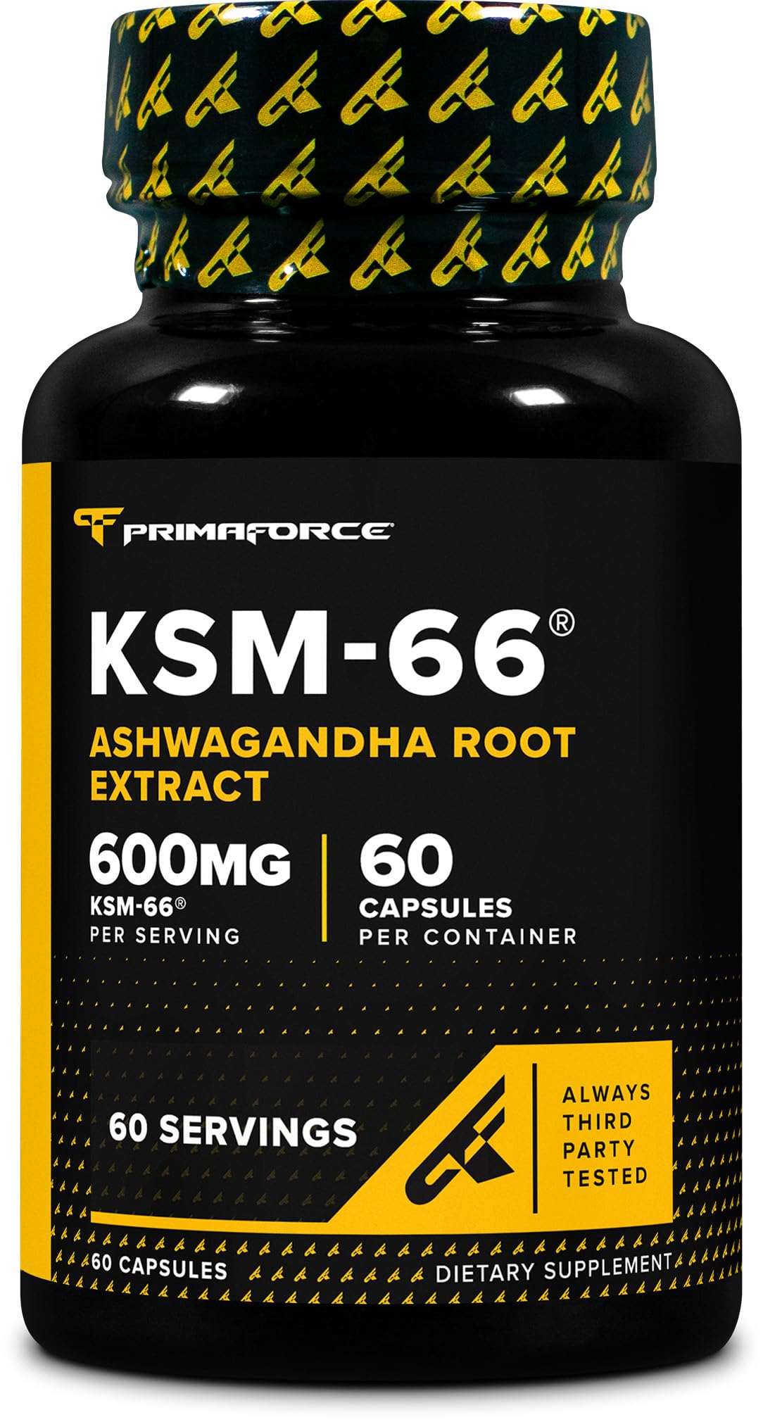 Primaforce KSM-66 Ashwagandha Root Extract 600mg capsules front view