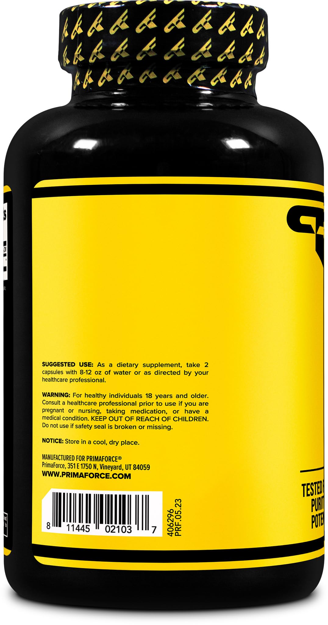 Primaforce L-Arginine Capsules bottle side view with label