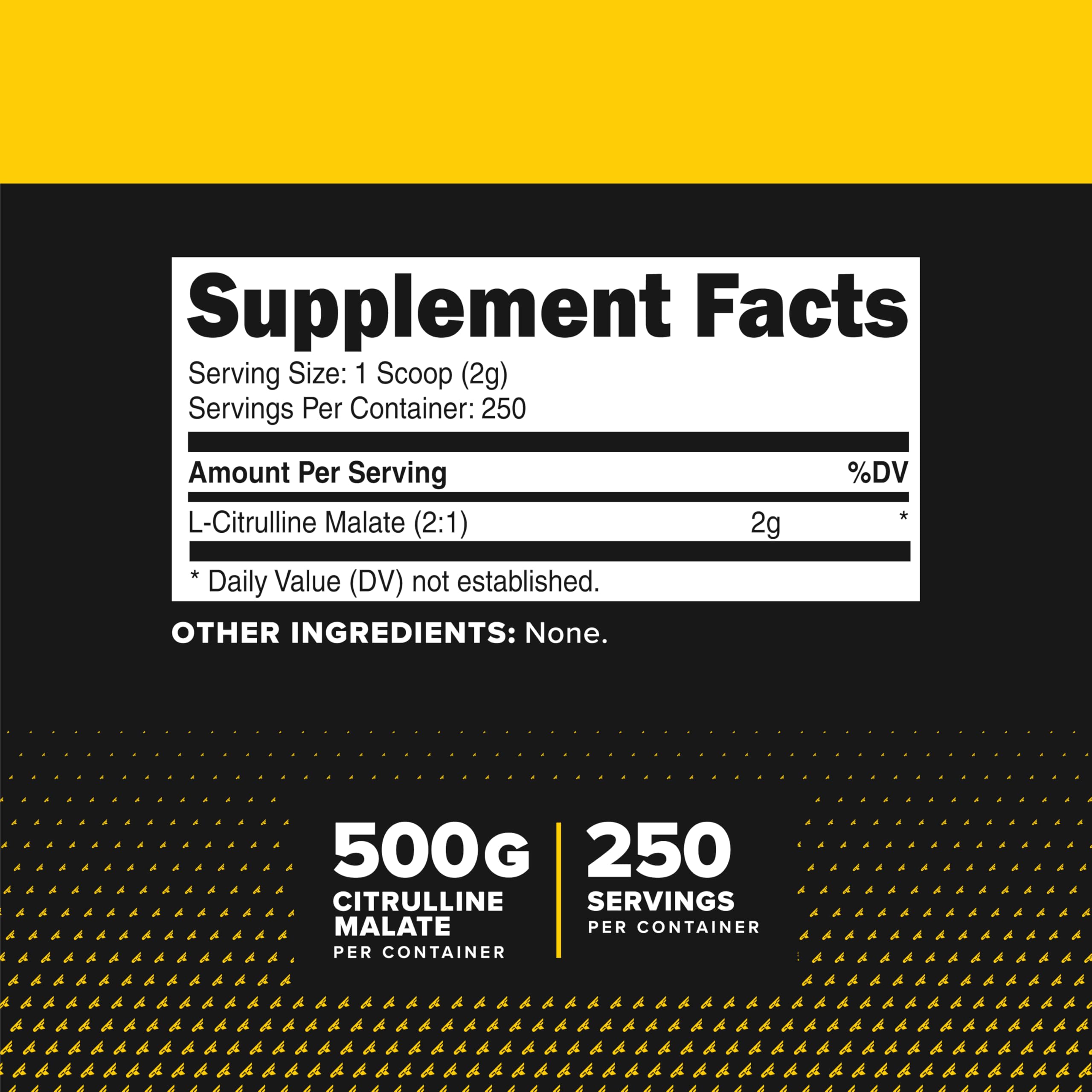 Primaforce L-Citrulline Malate 500g Powder back view with ingredients