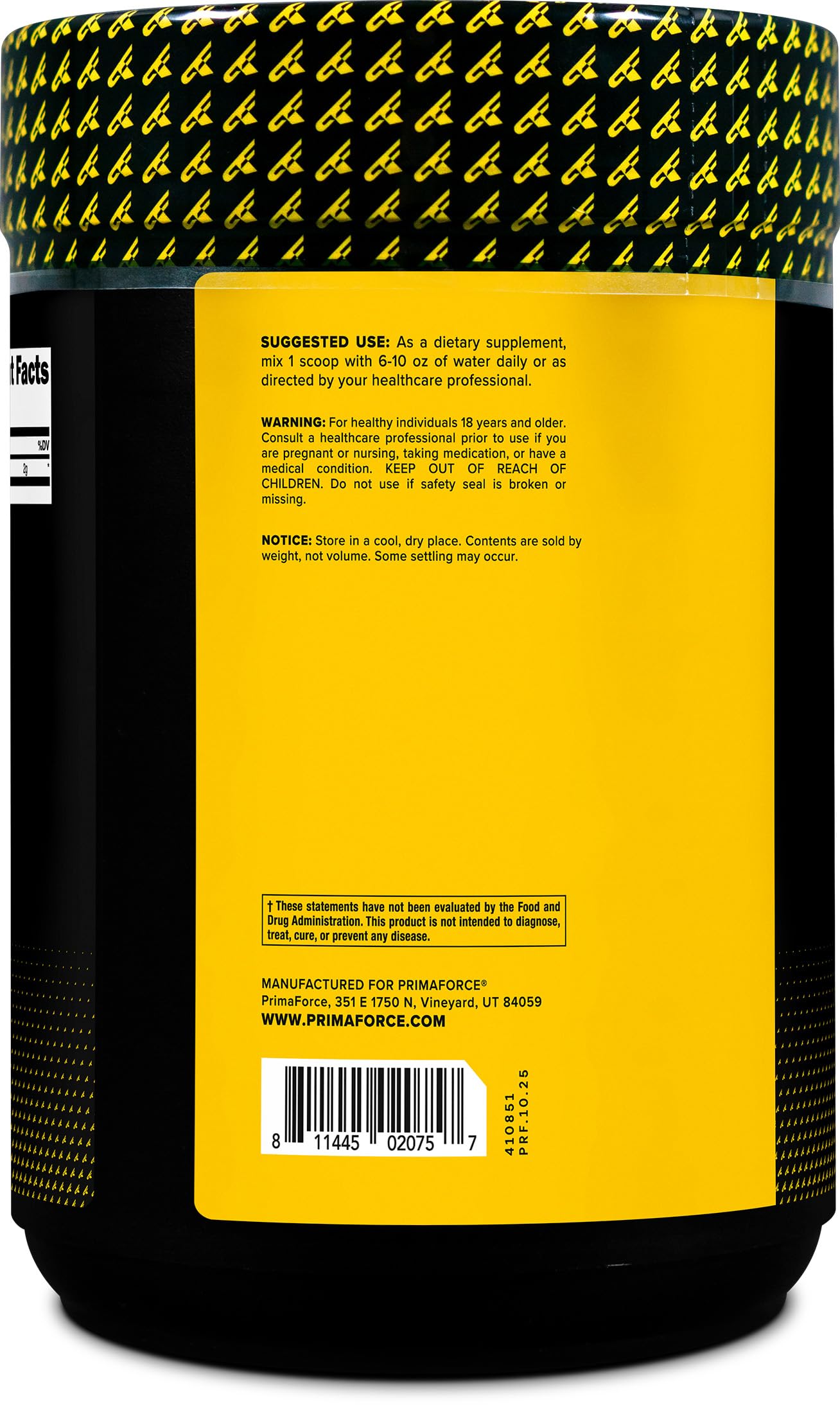 Primaforce L-Citrulline Malate 500g Powder side view