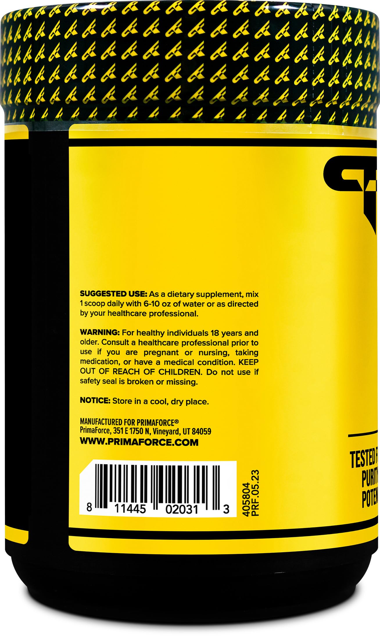 Primaforce L-Glutamine unflavoured powder scoop