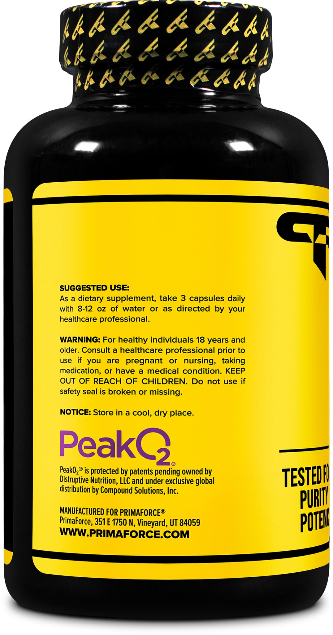 Primaforce Peak O2 Mushroom Supplement close-up of capsules