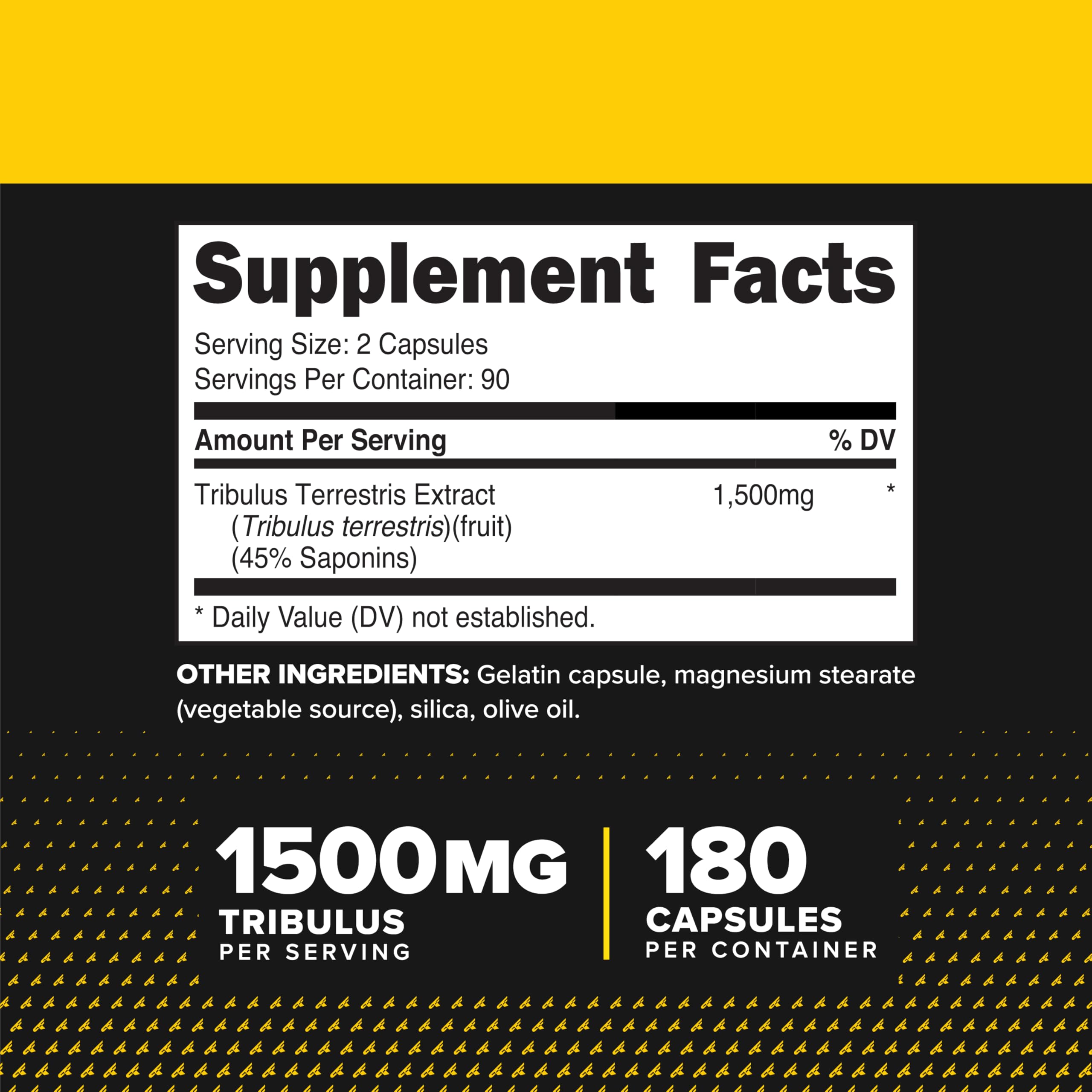 Primaforce Tribulus Terrestris Capsules side view with dosage information