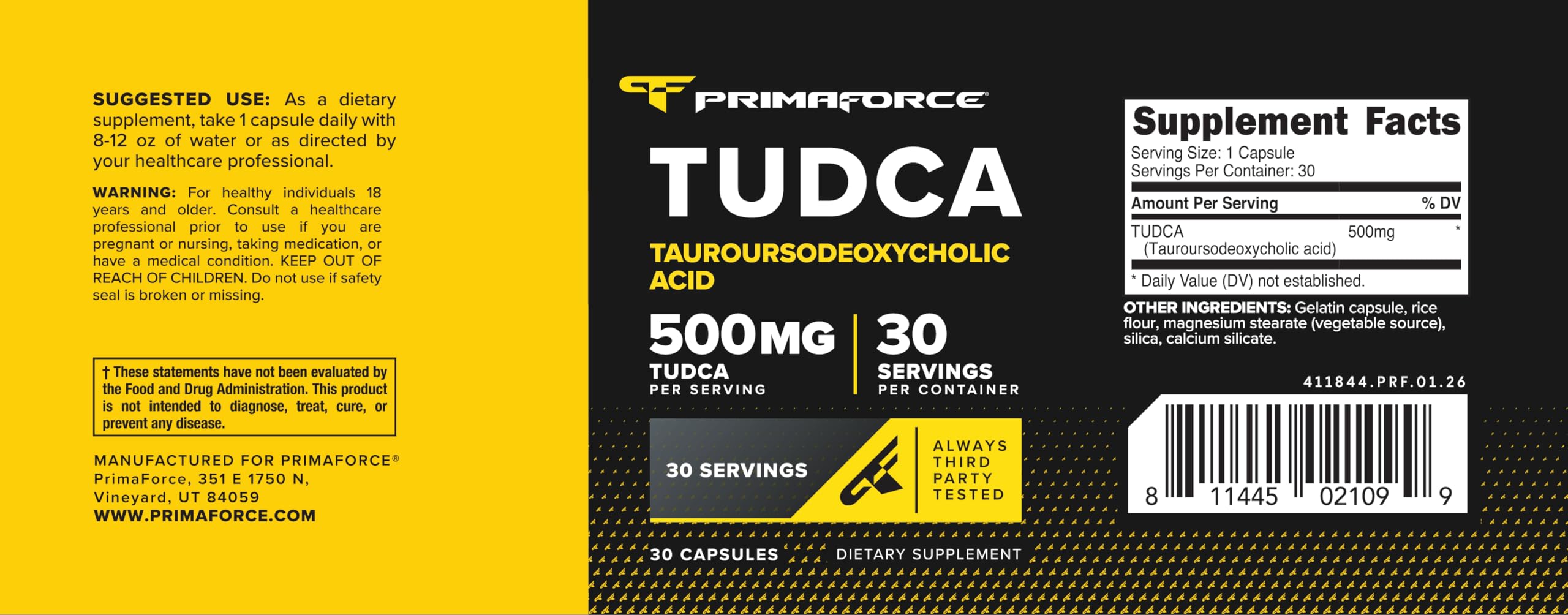 Primaforce TUDCA Capsules 500mg with measuring spoon