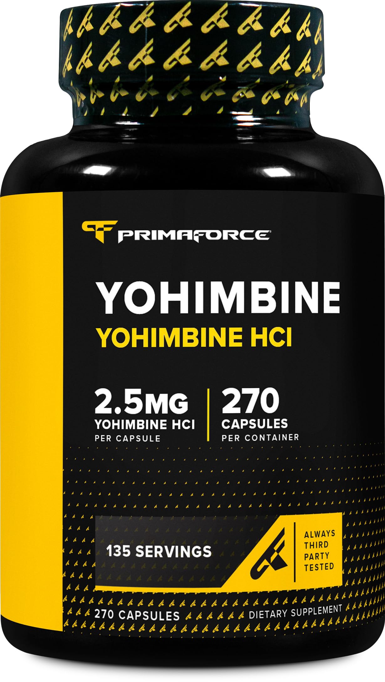 Primaforce Yohimbe Supplement bottle front view with 270 capsules