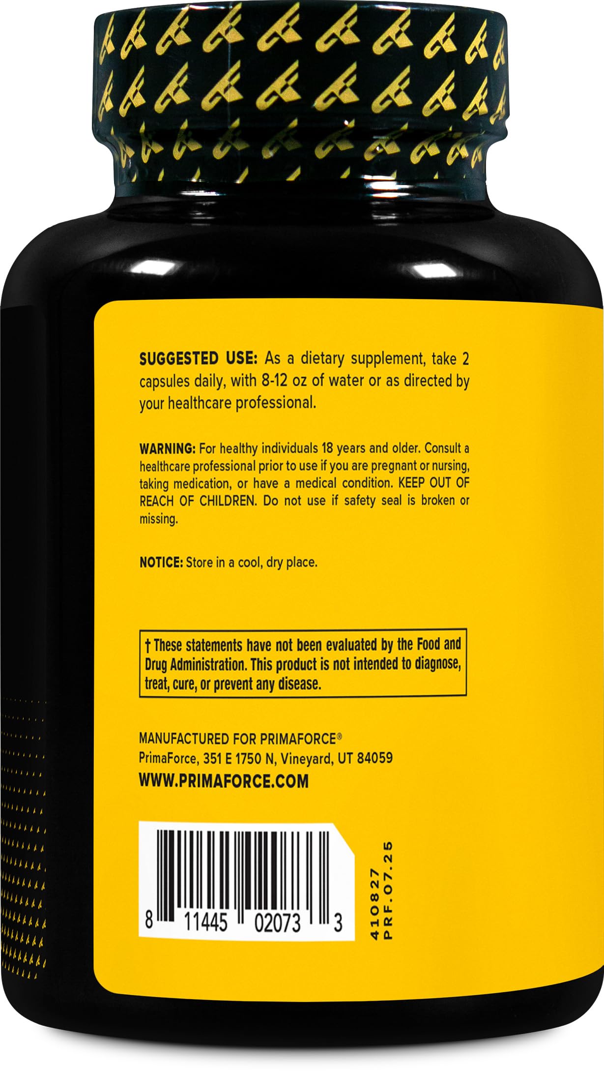 Primaforce Yohimbe Supplement bottle side view