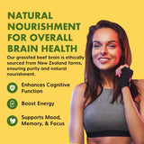 Primal Being Beef Brain Capsules 1500mg bottle and capsules