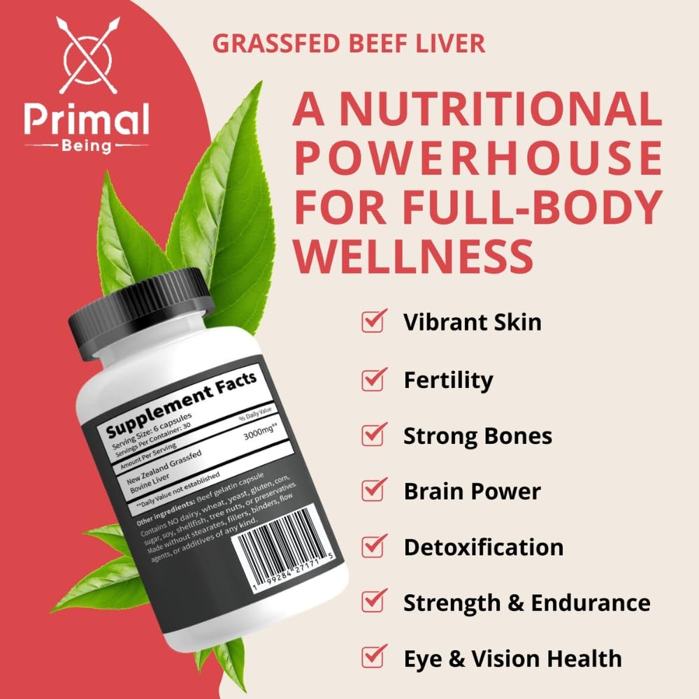 Primal Being Beef Liver Capsules close-up of capsules