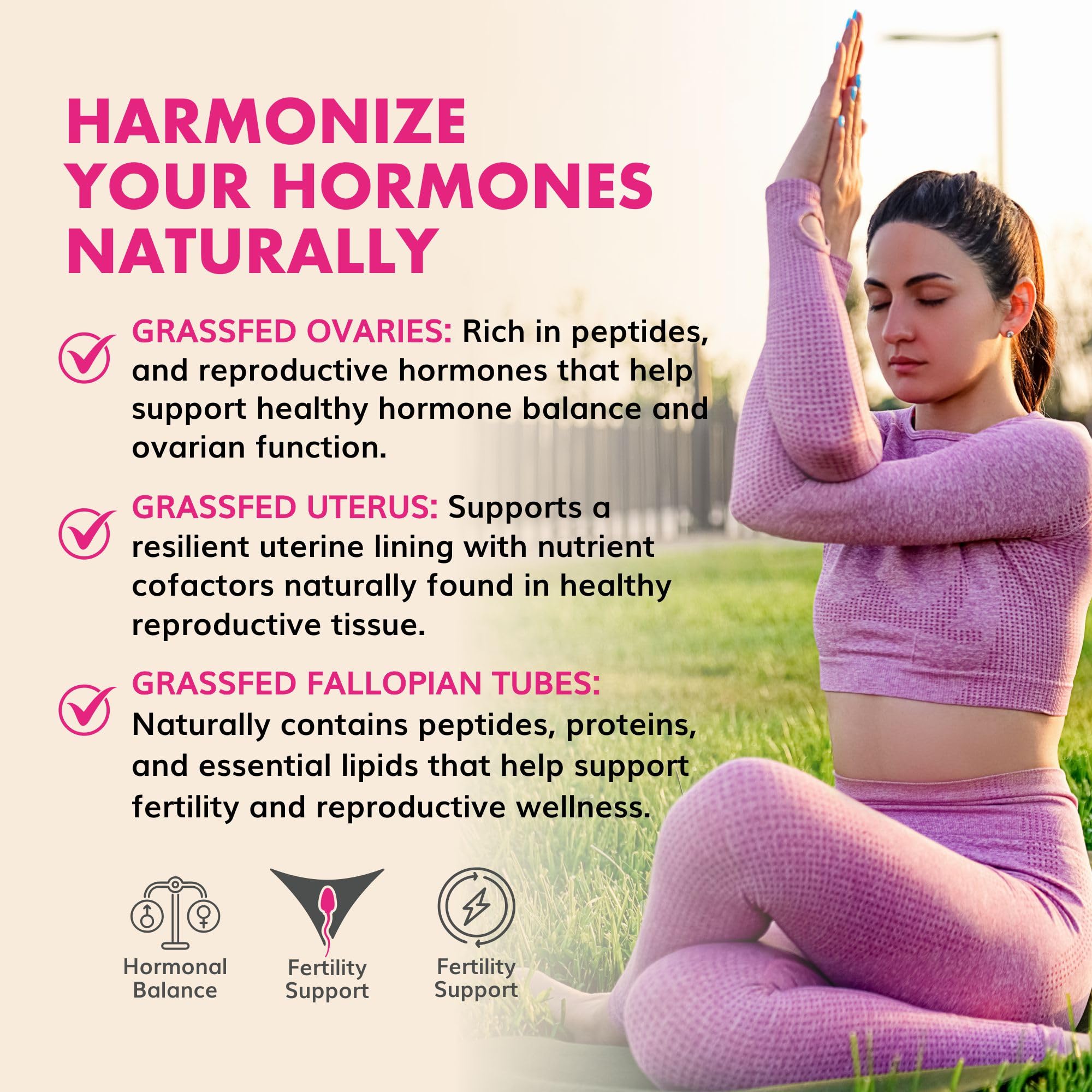 Primal Being Female Vitality capsules with green leaves