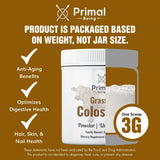 Primal Being Grassfed Colostrum Powder 126g on a kitchen counter