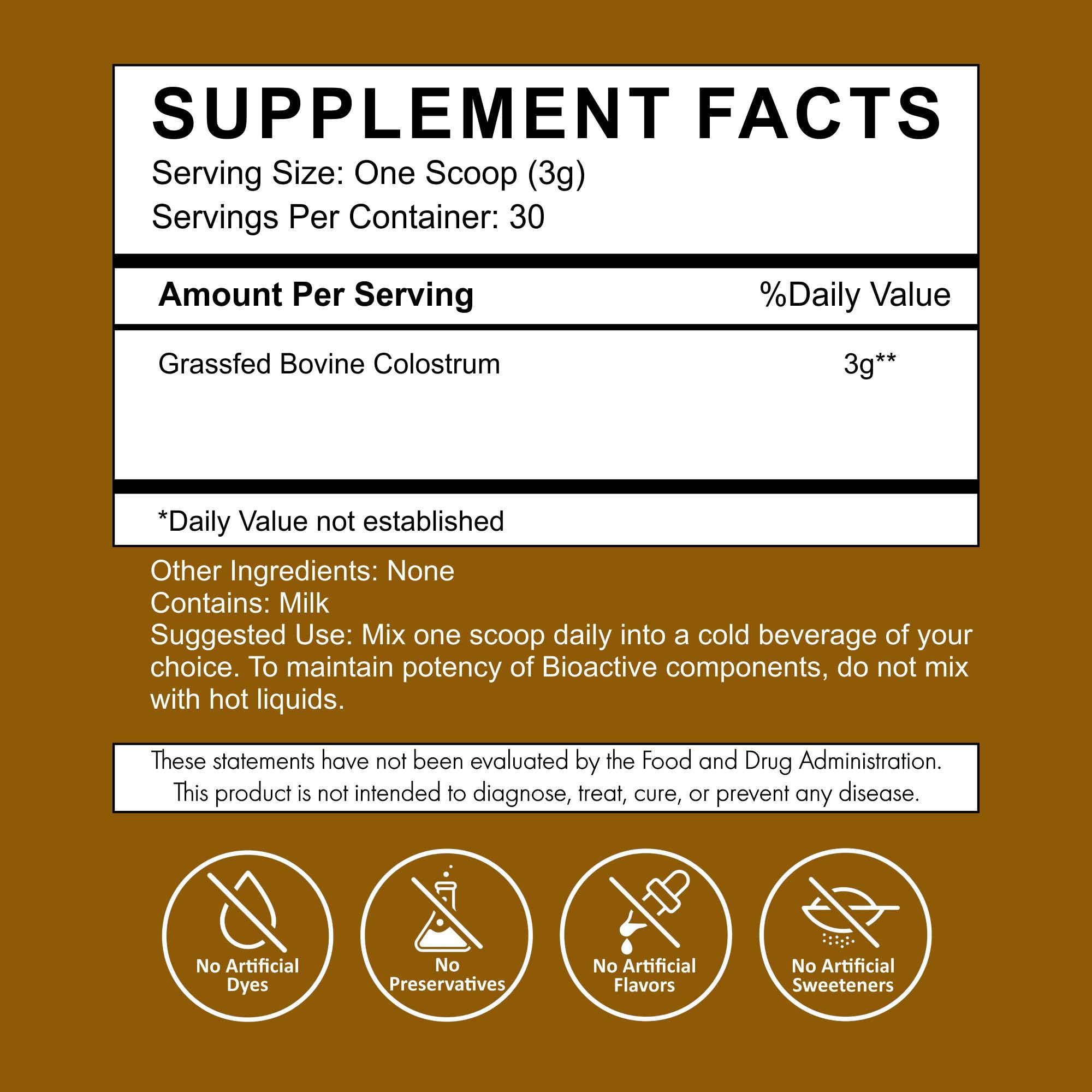 Primal Being Grassfed Colostrum Powder 126g packaging