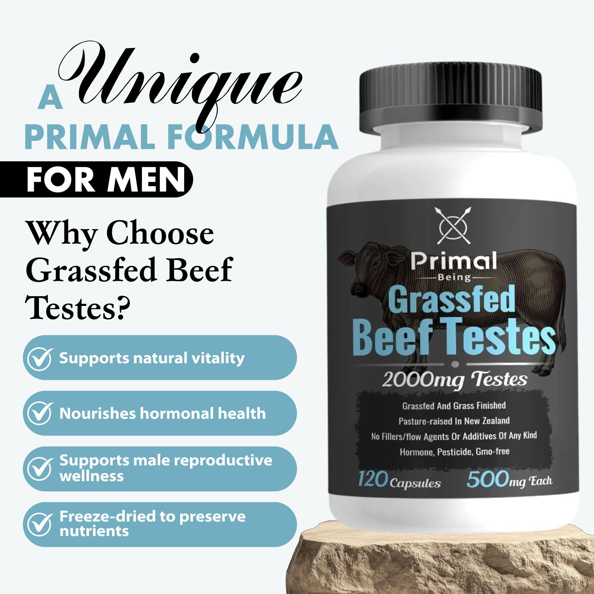 Primal Being Organ Supplement Capsules back view with ingredient list