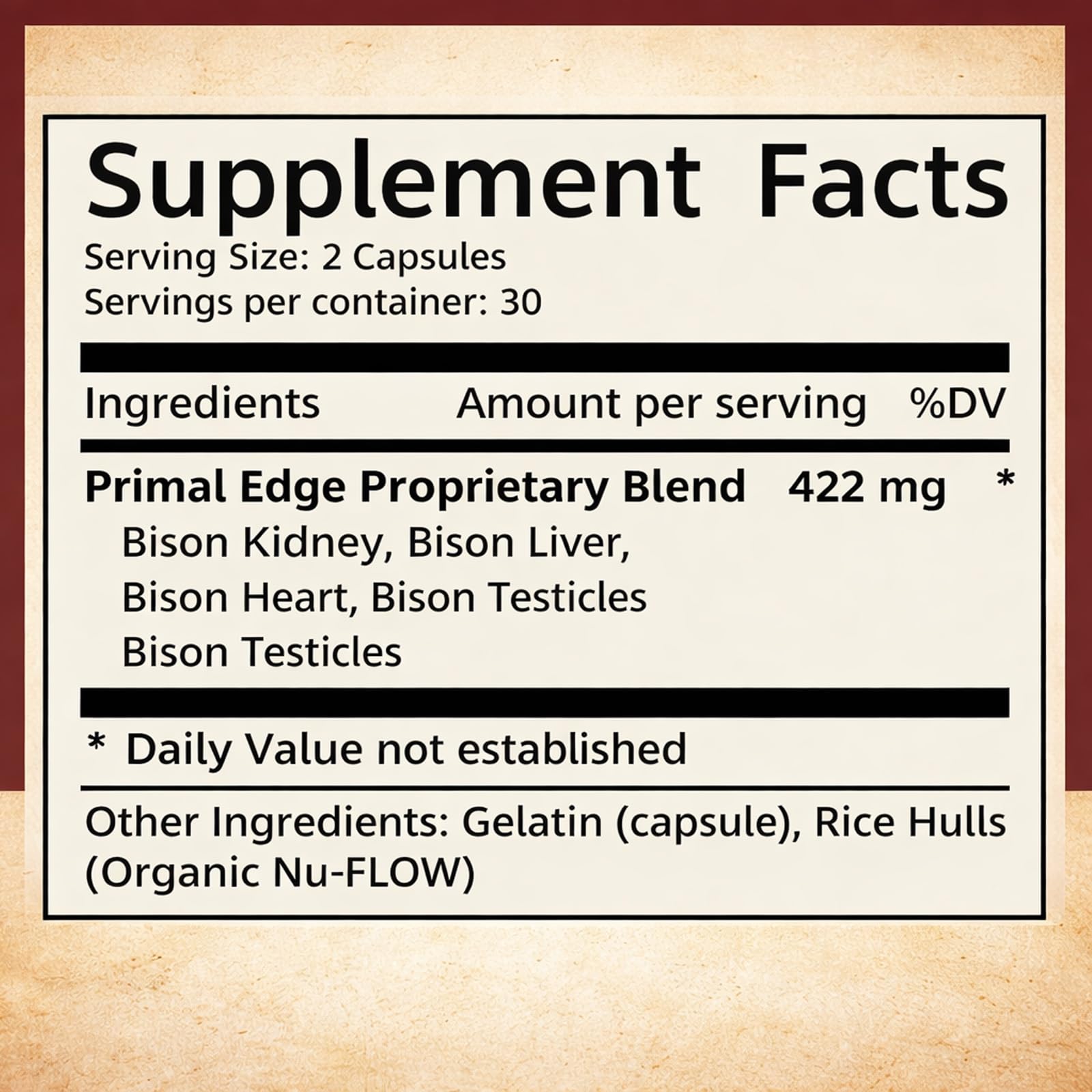 Primal Edge Biso Bison Extract Capsules with measuring spoon
