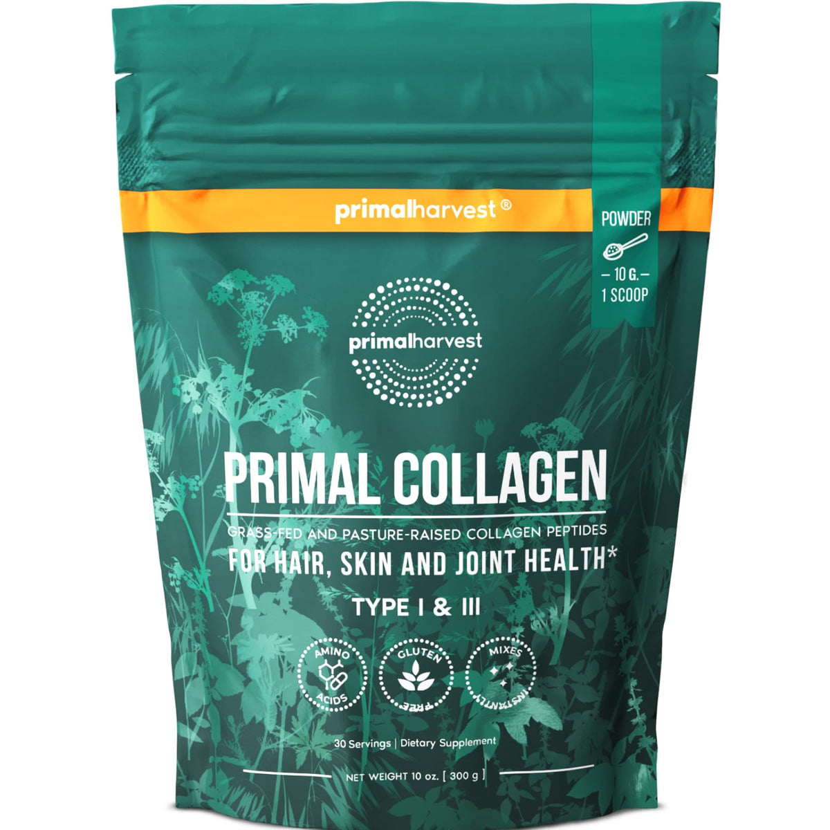 Primal Harvest Collagen Powder 300g front view with packaging