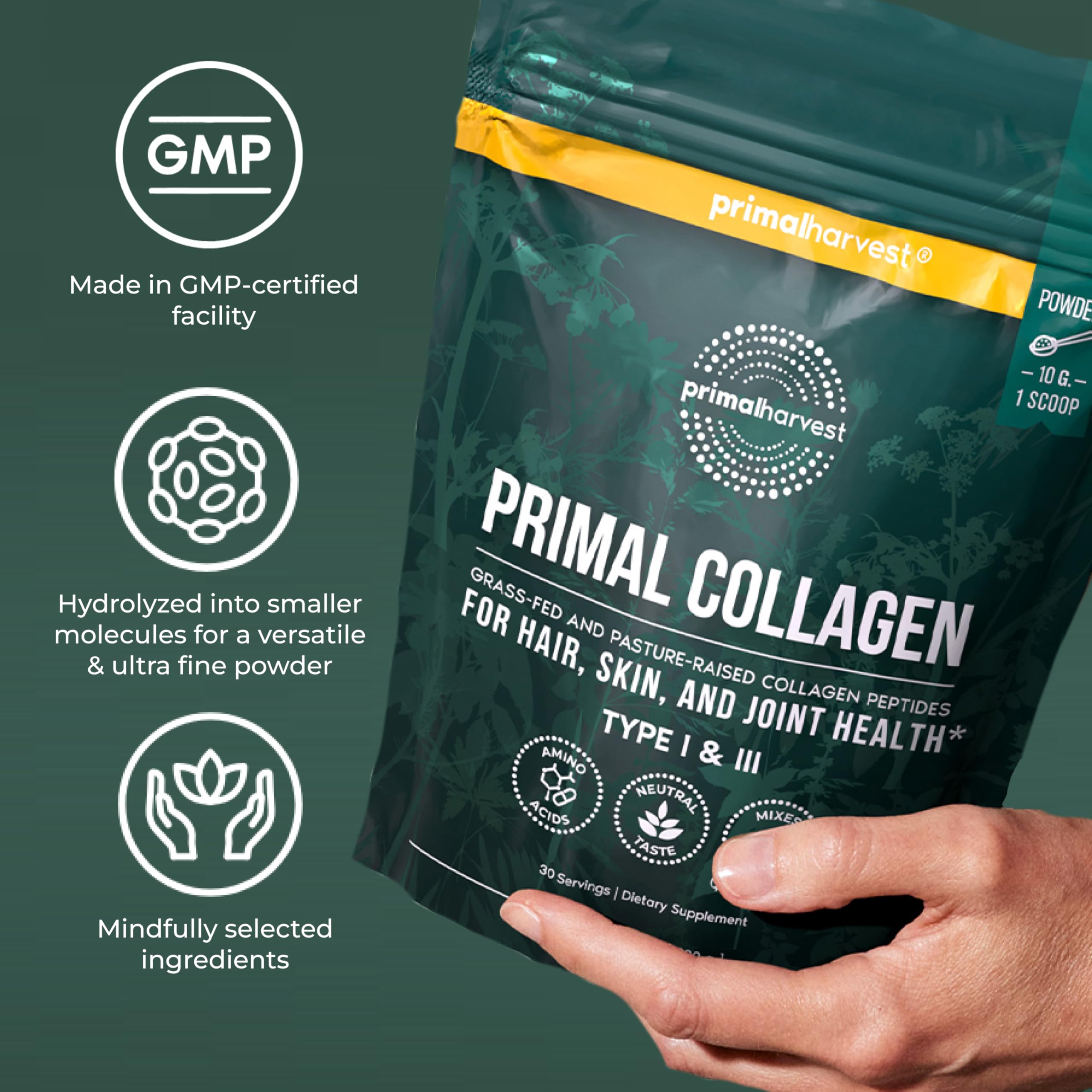 Primal Harvest Collagen Powder 300g in a smoothie bowl