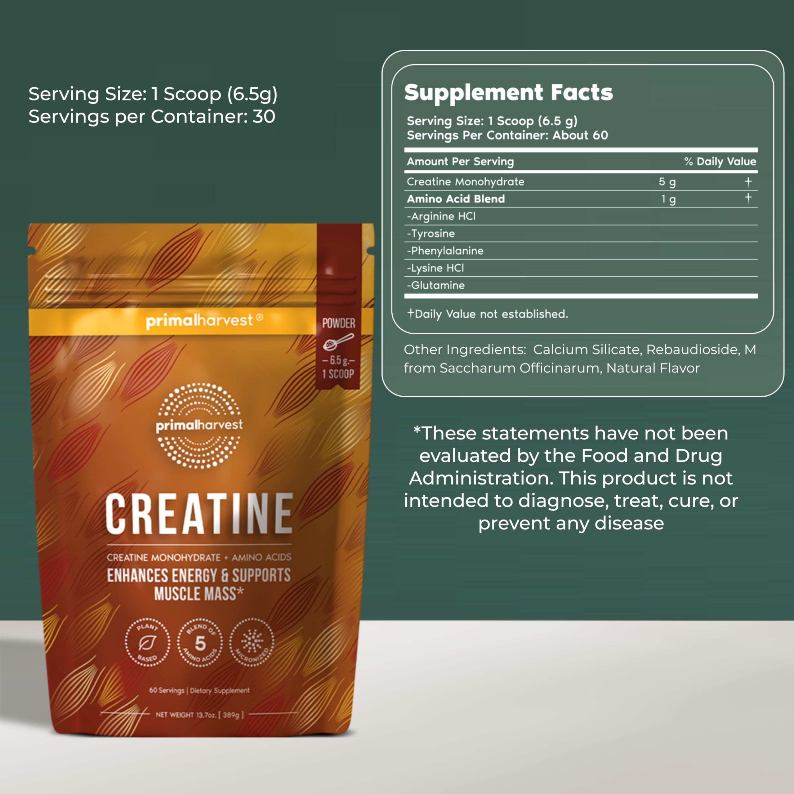Primal Harvest Creatine Powder 388g packaging