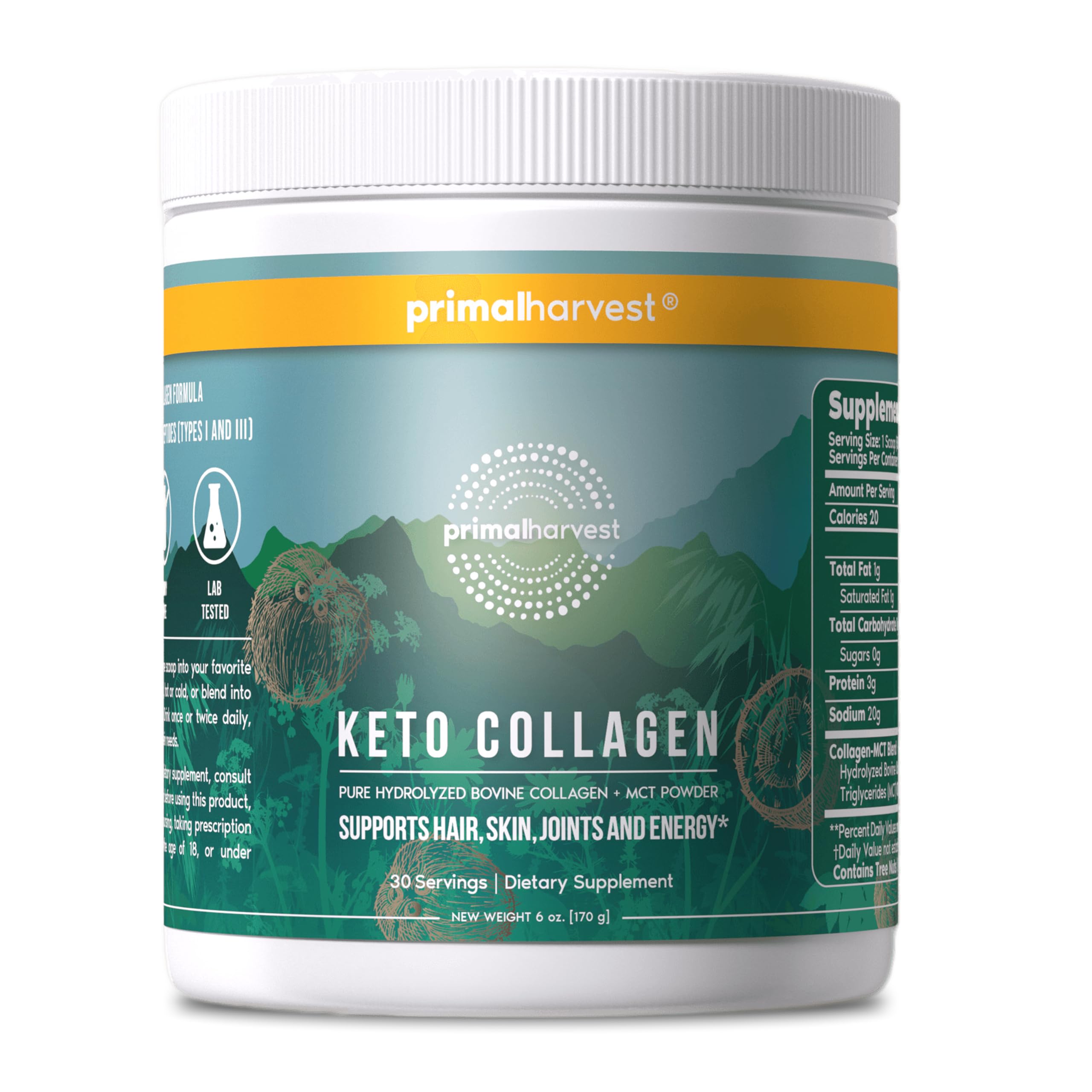 Primal Harvest Keto Collagen Powder 170g front view packaging