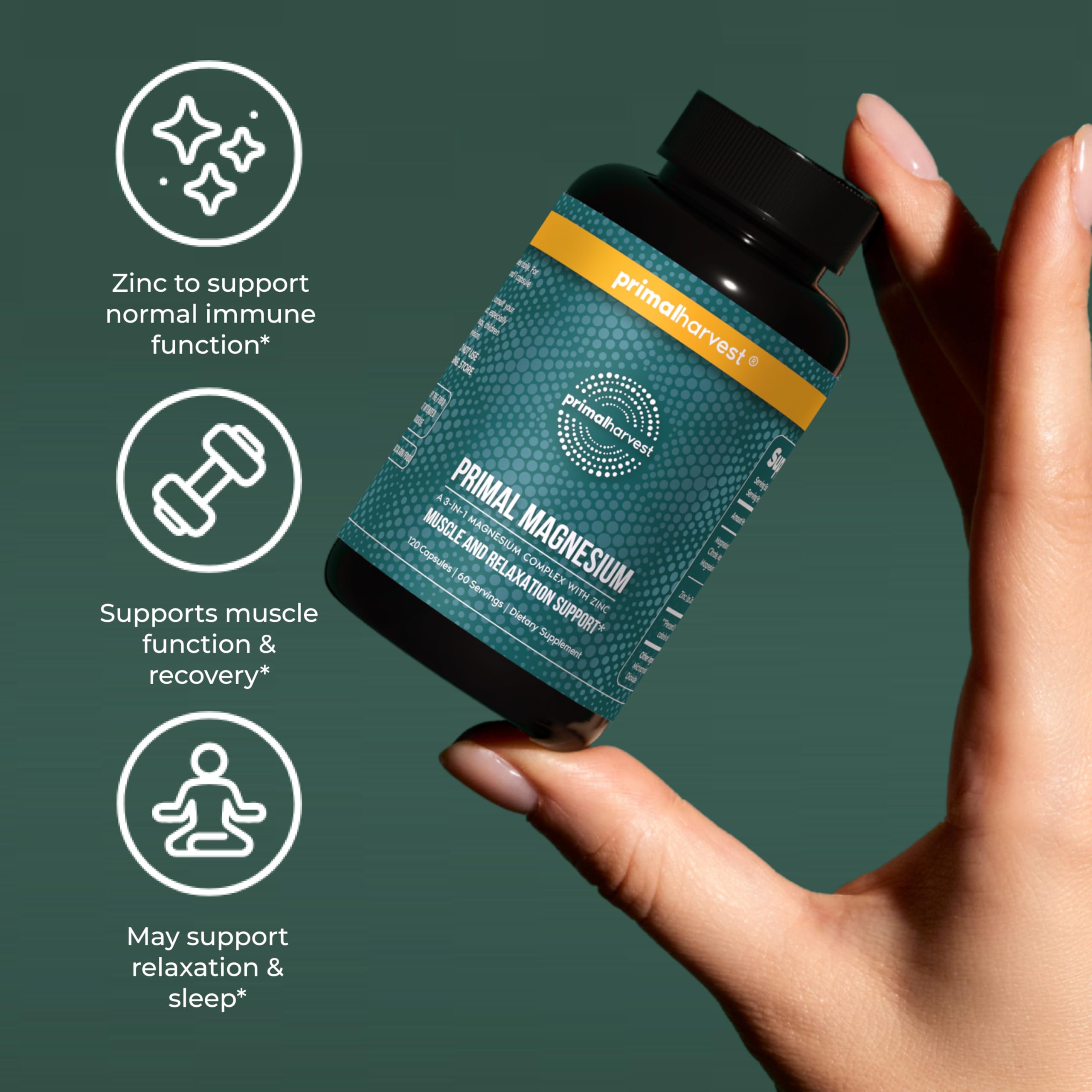 Primal Harvest Magnesium Supplement on a kitchen counter