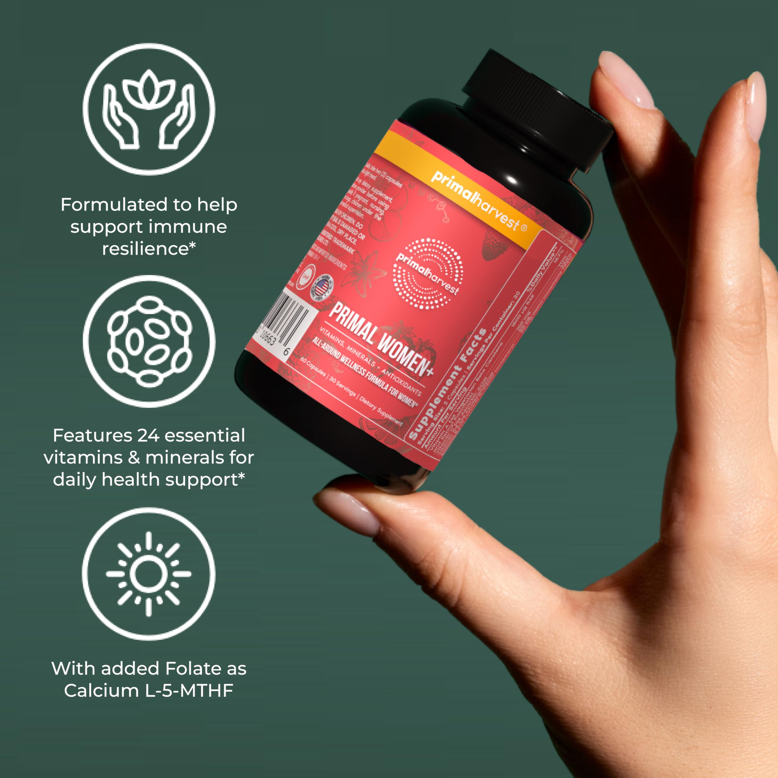 Primal Harvest Multivitamins with a measuring spoon