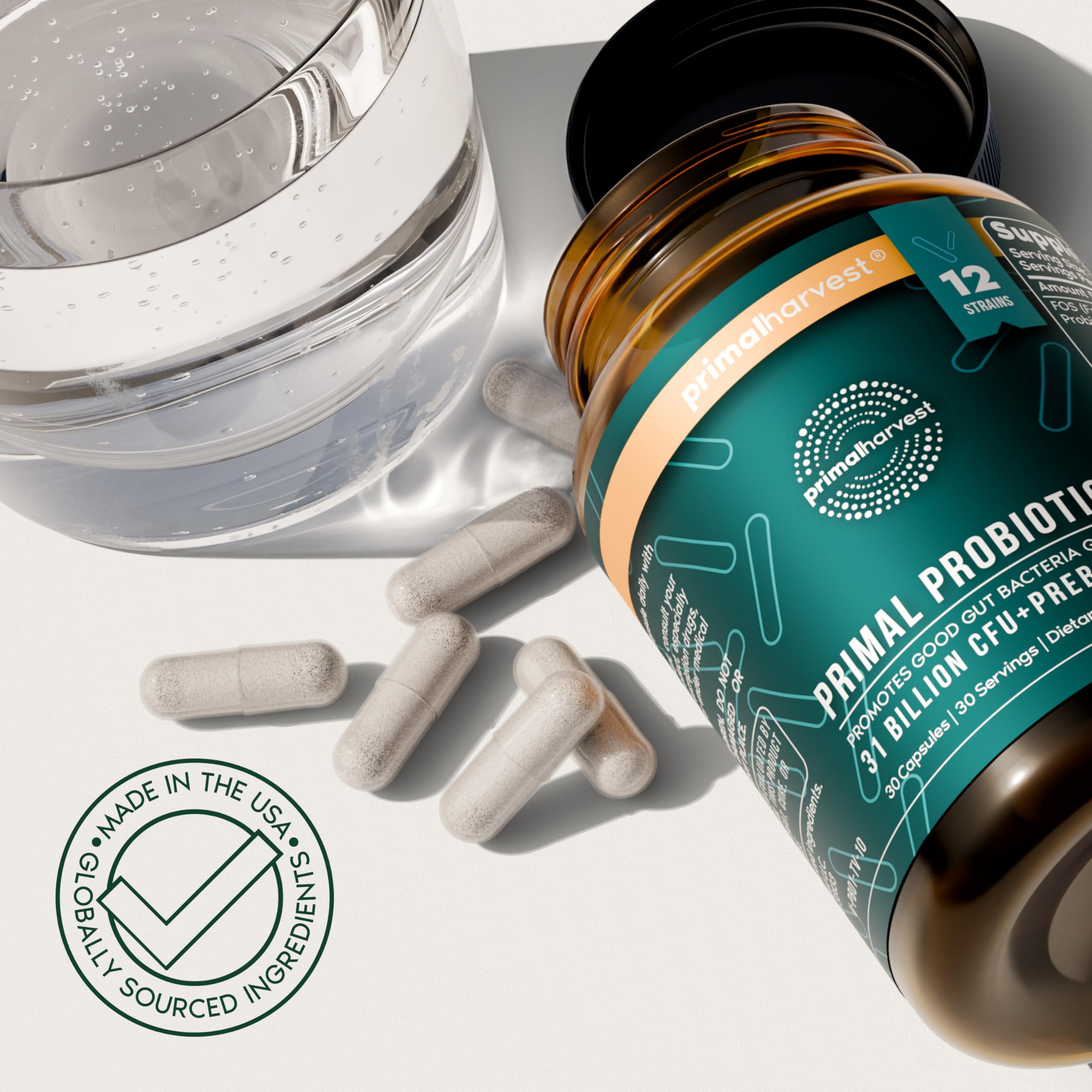 Primal Harvest Prebiotic Capsules close-up of capsules
