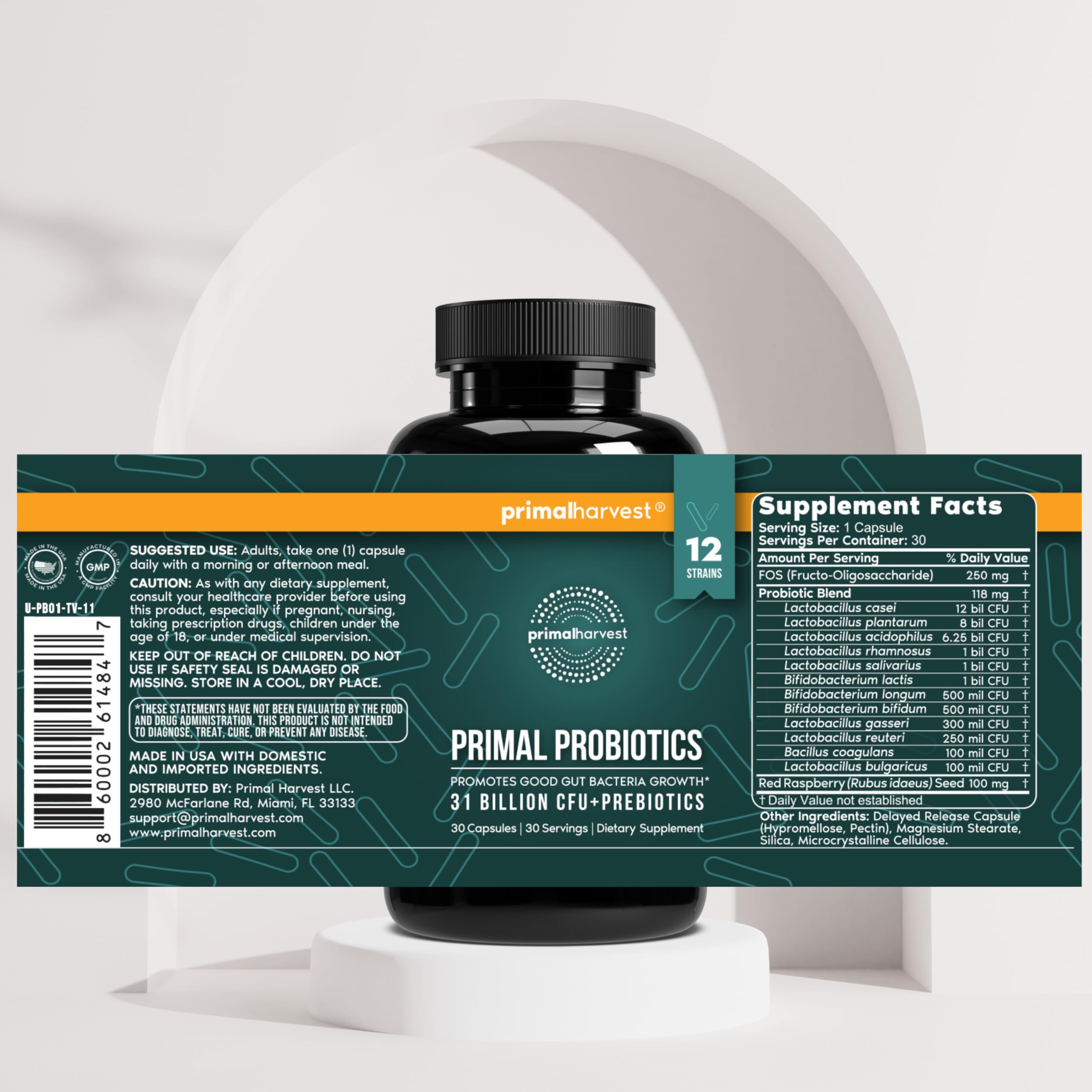 Primal Harvest Prebiotic Capsules with measuring spoon