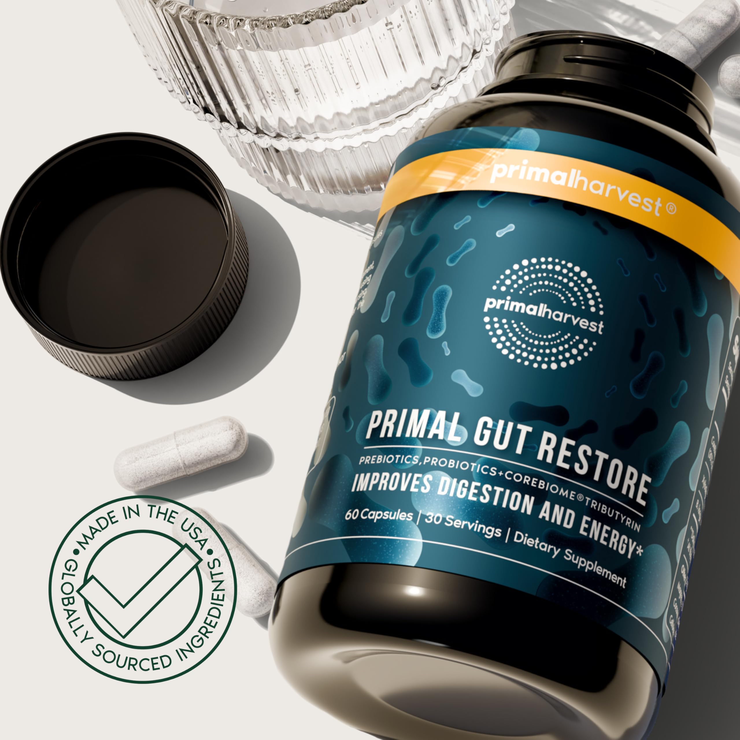 Primal Harvest Prebiotic Supplement 59g with measuring spoon