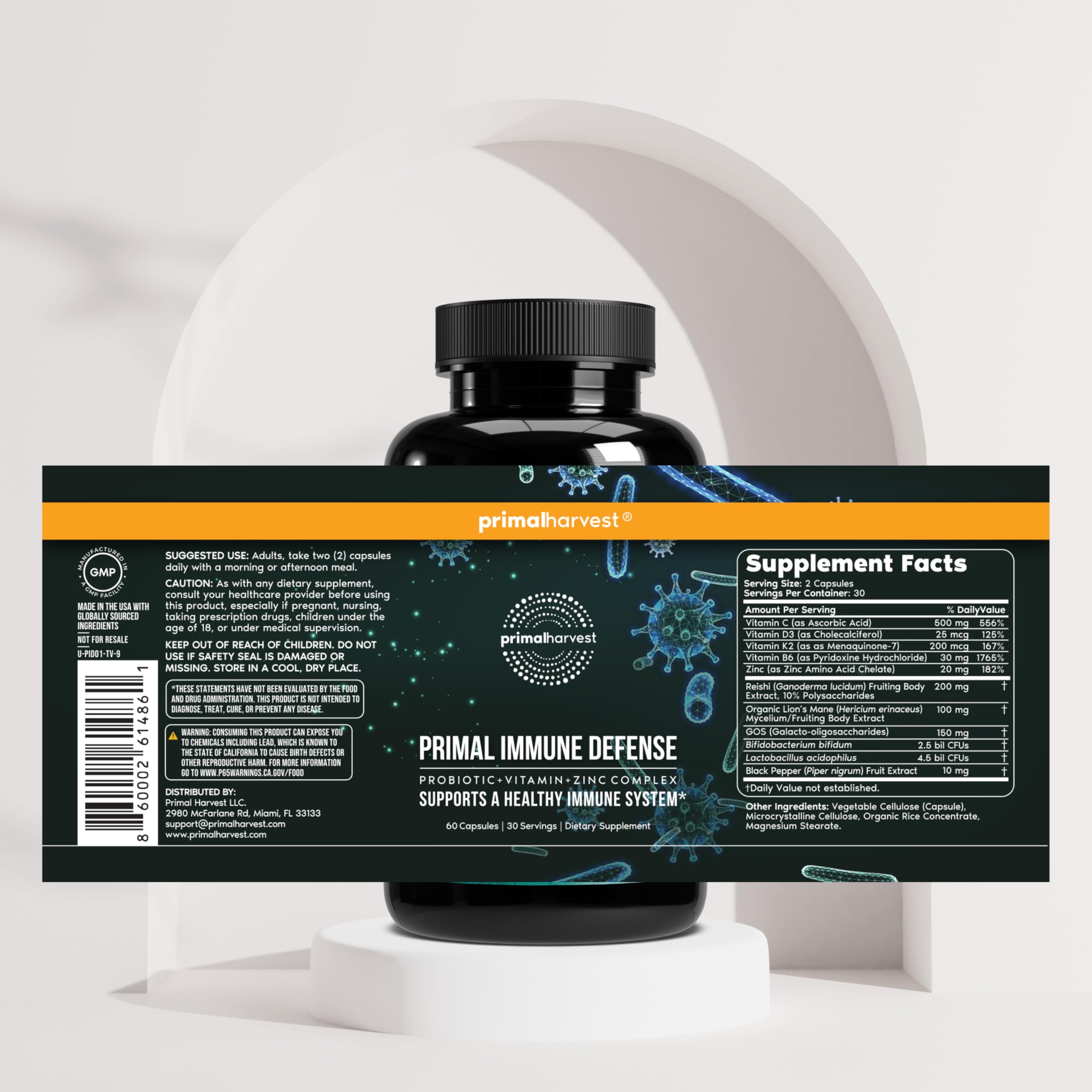 Primal Harvest Primal daily wellness Defense 10-in-1 Supplement packaging