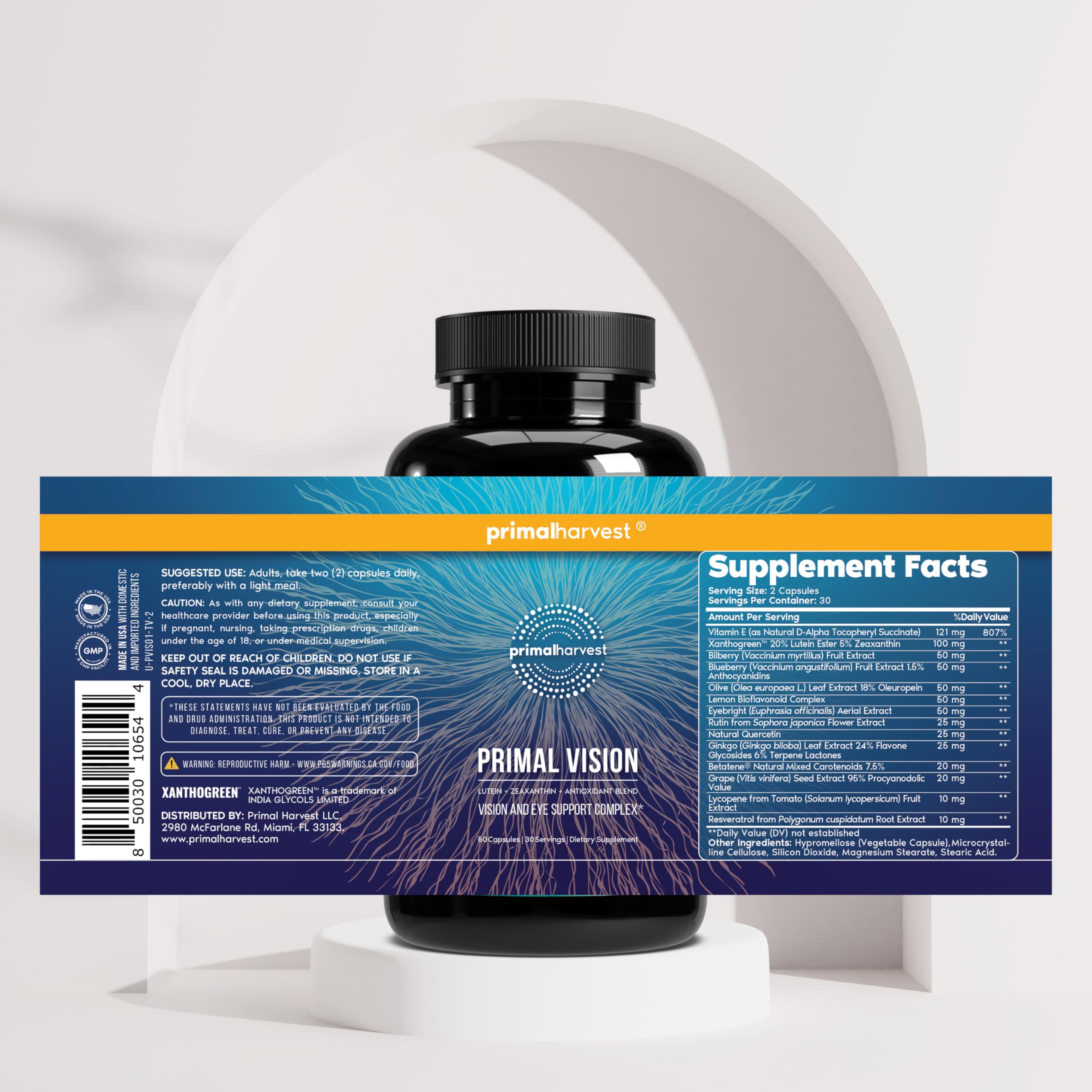Primal Harvest Primal Vision Lutein capsules close-up