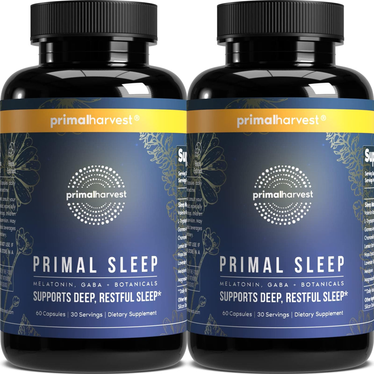 Primal Harvest Sleep daily supplement 60 count capsules front view