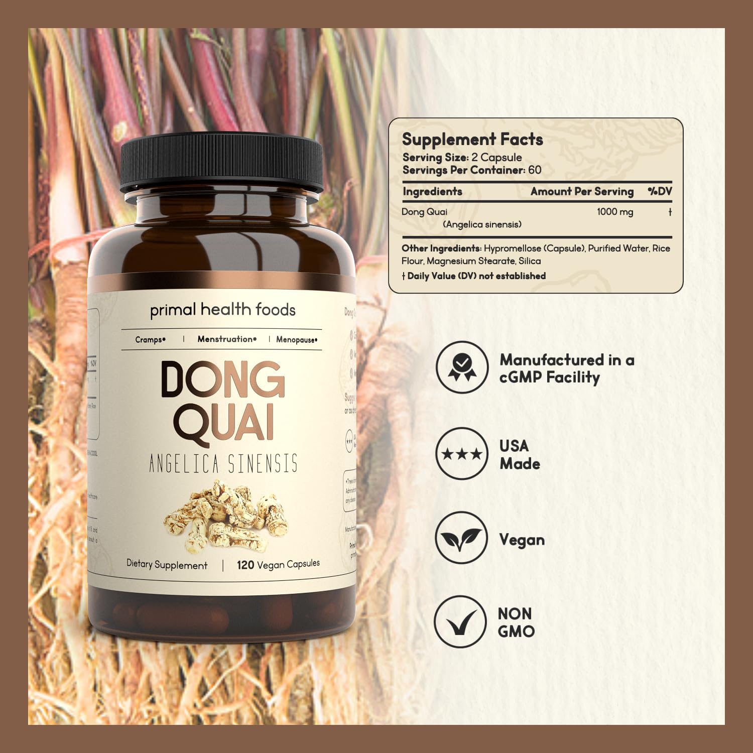 Primal Health Foods Dong Quai Herbal Supplement 236g packaging